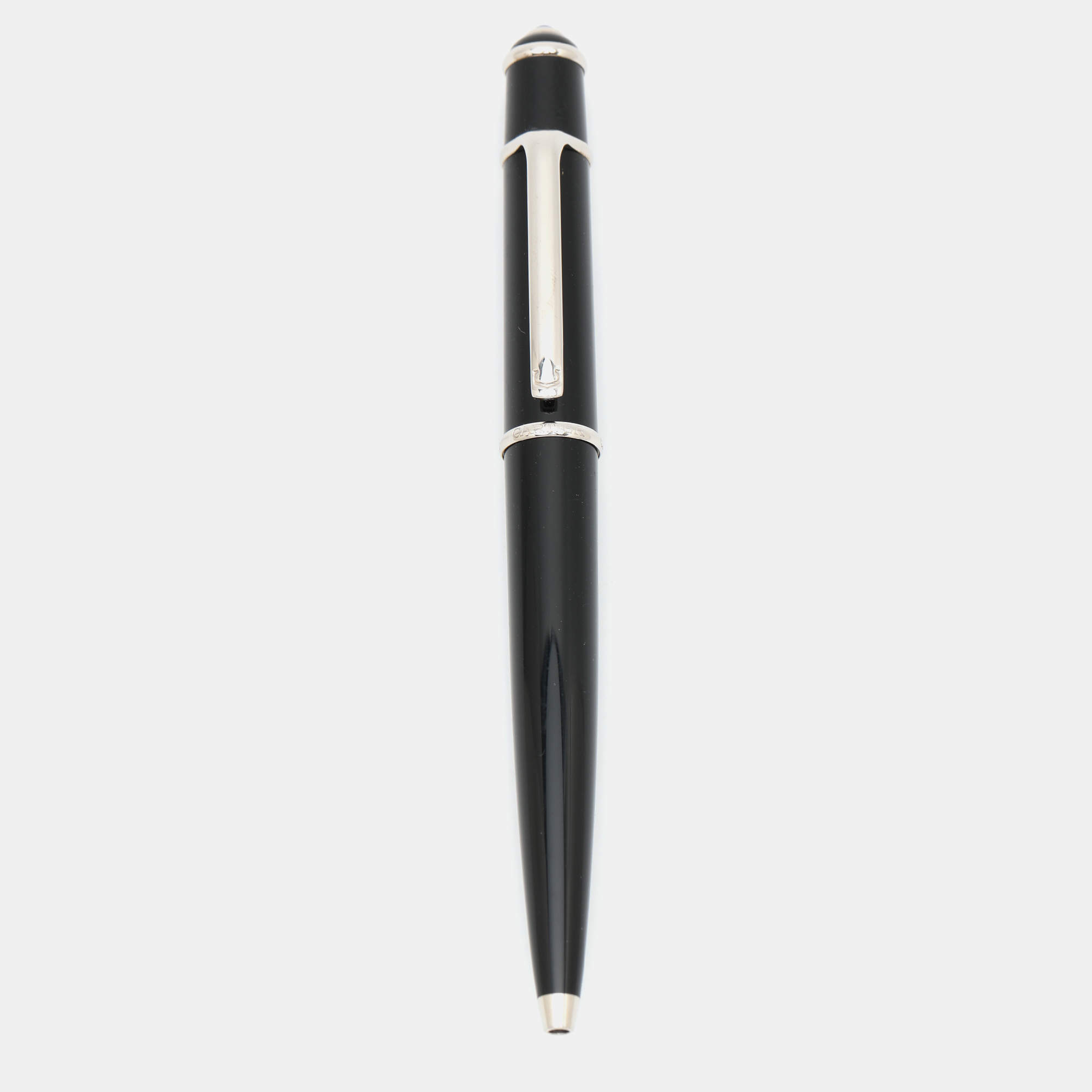 Pre Owned Cartier Black Resin Blue Sapphire Diabolo de Cartier Ballpoint Pen