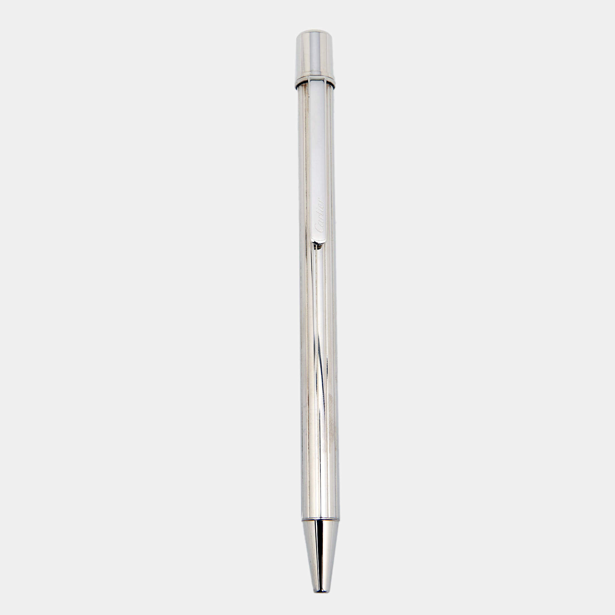 Cartier Textured Silver Tone Metal Ballpoint Pen Cartier TLC