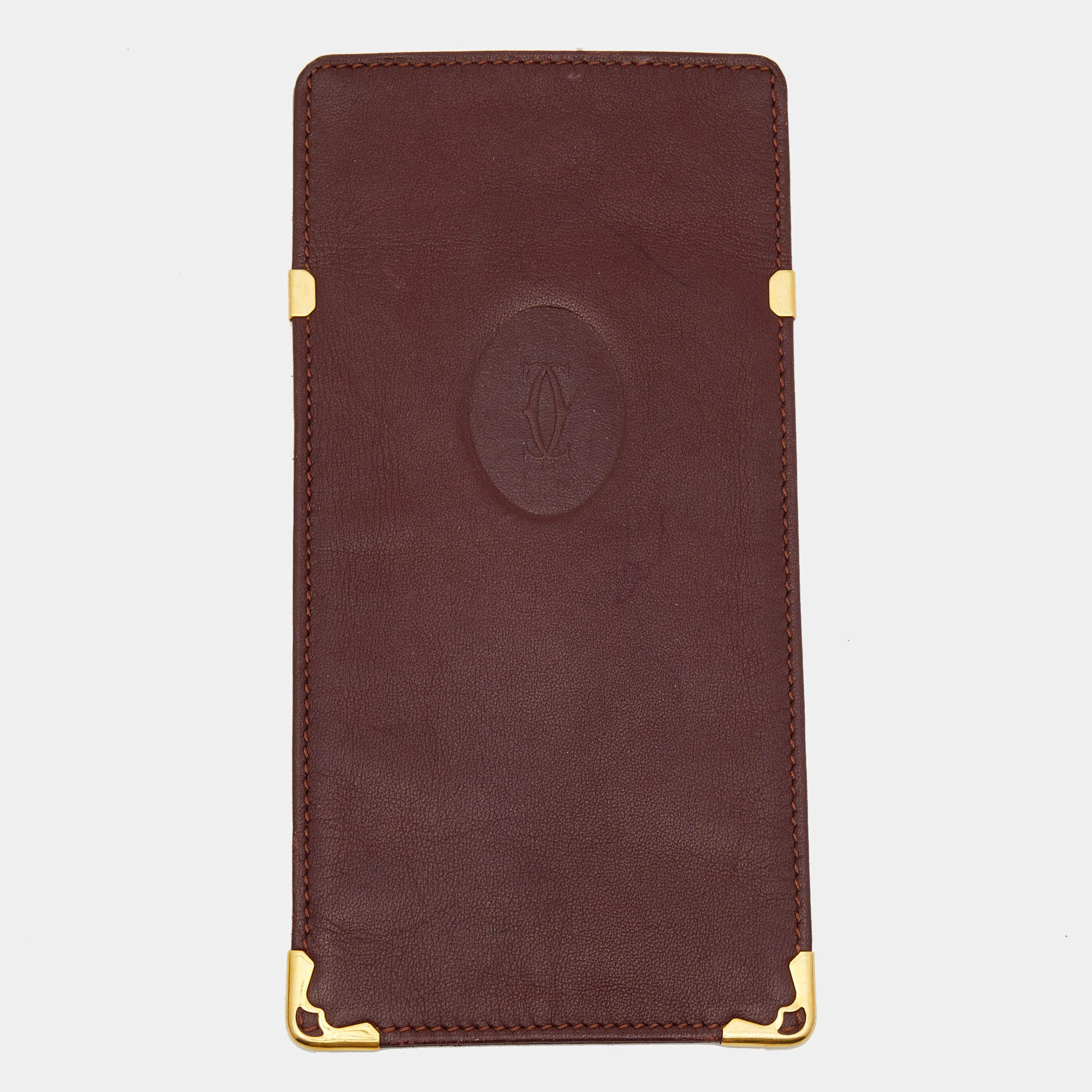 Pre Owned Cartier Maroon Leather Must de Cartier Sunglasses Case