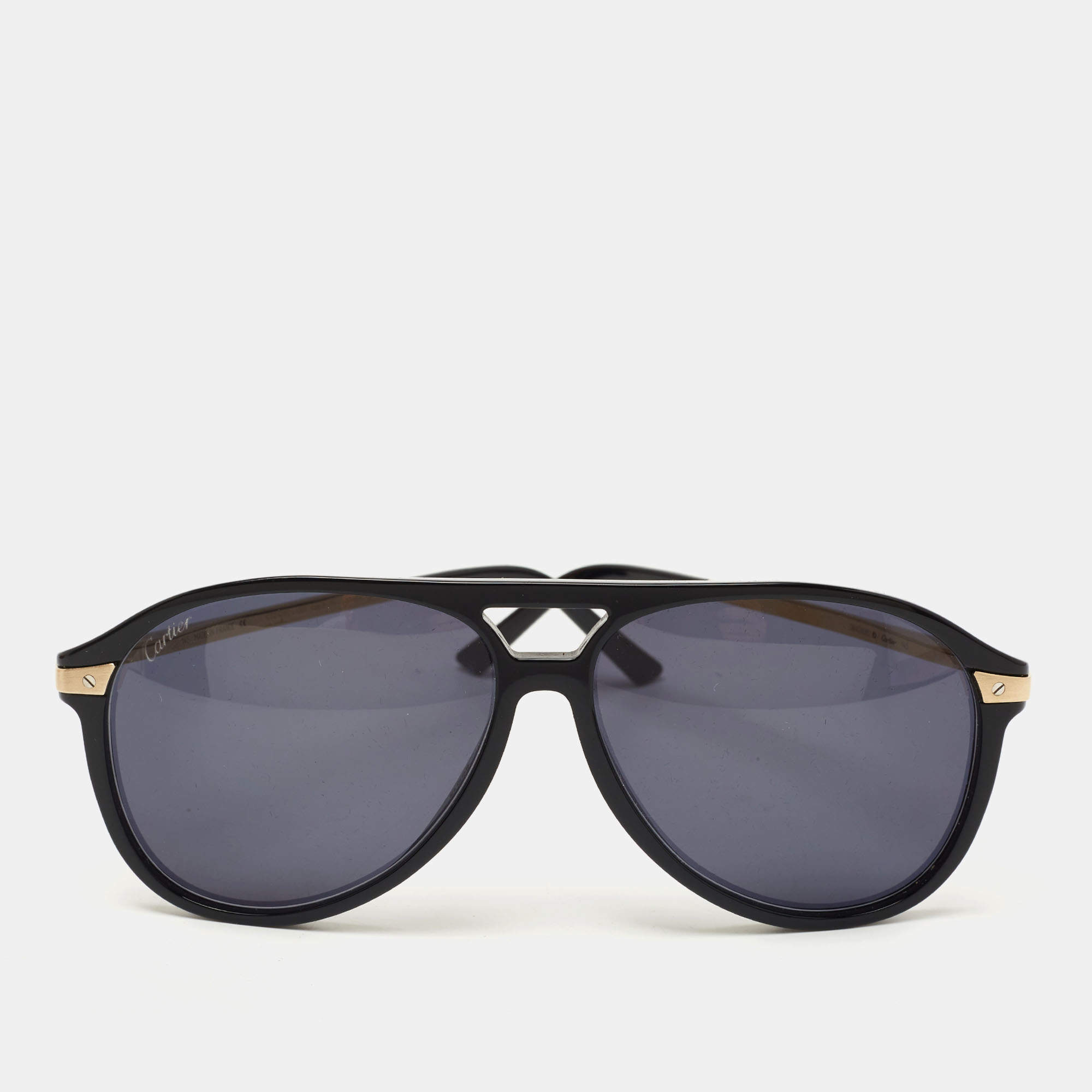 Cartier Black/Gold D64D80B2 Aviator Sunglasses