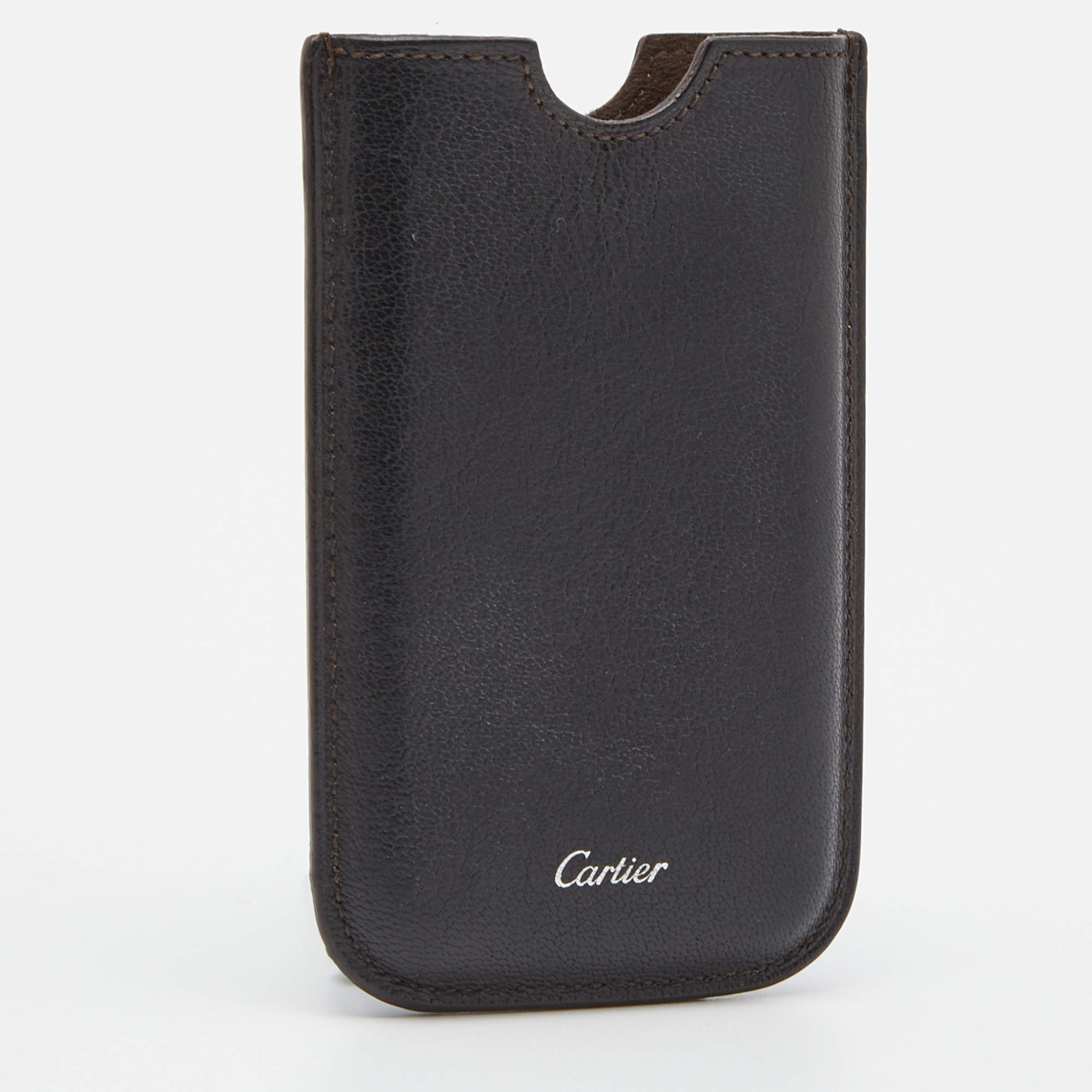 Cartier Dark Brown Leather Phone Case Cartier TLC