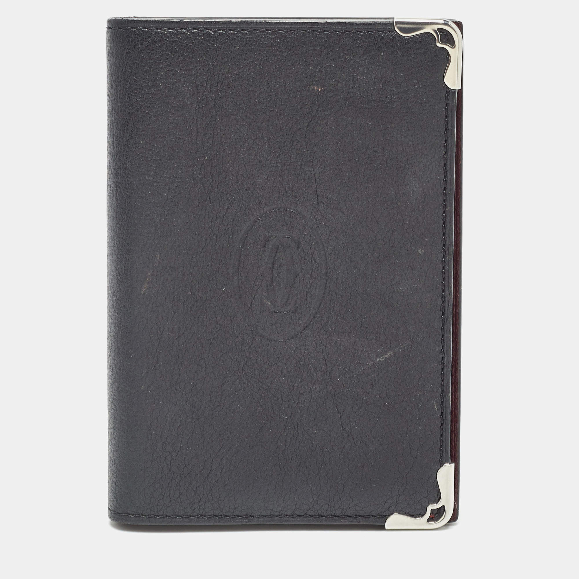 Pre Owned Cartier Black Leather Must de Cartier Business Card Holder