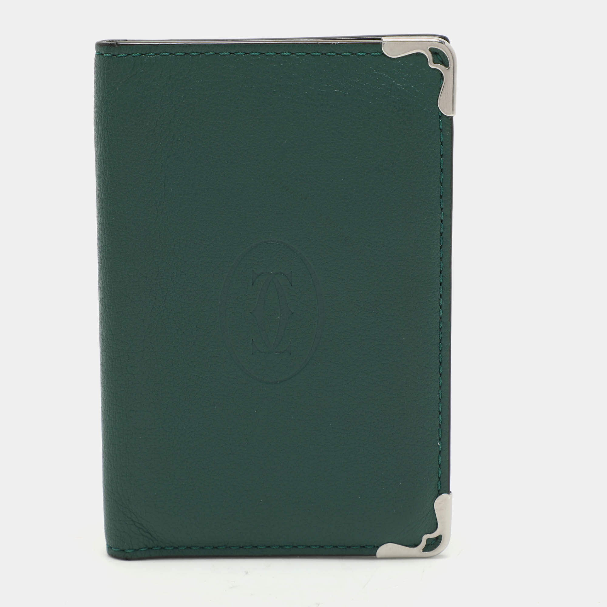 Pre Owned Cartier Green Leather Le Must De Cartier Card Holder