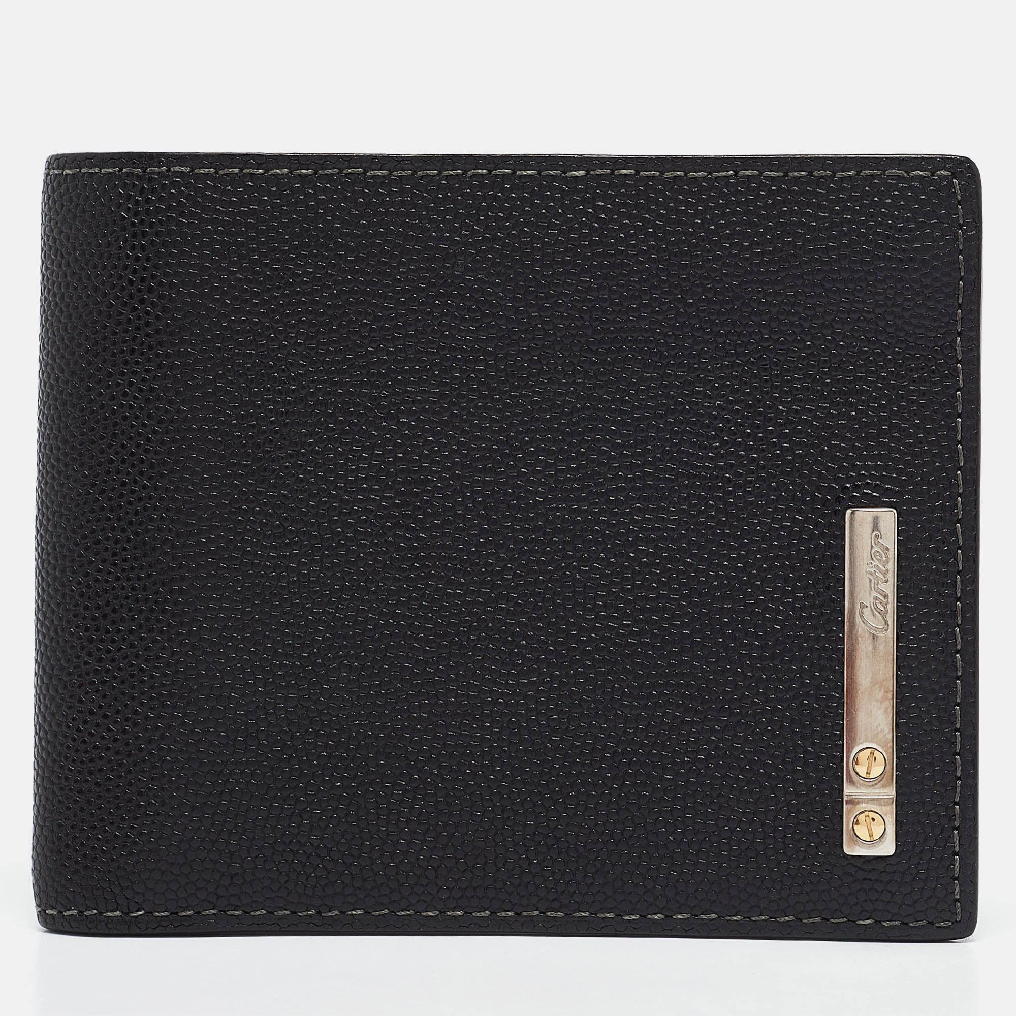 Cartier Black Leather Santos de Cartier Bifold Wallet