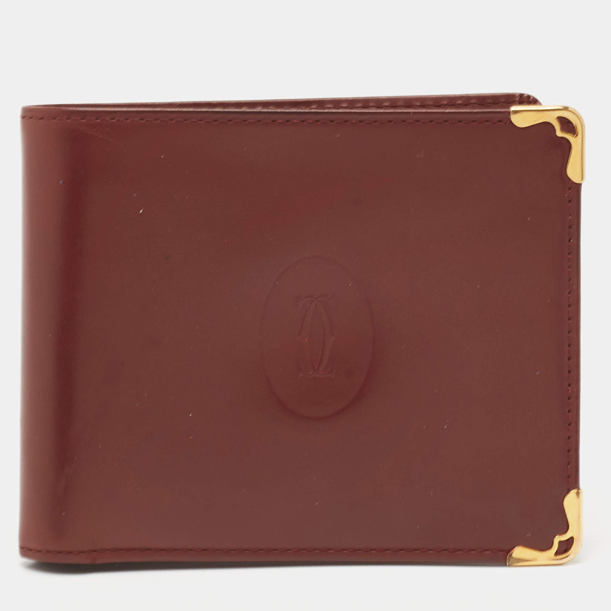 Cartier Brown Leather Must De Cartier 6CC Bifold Wallet