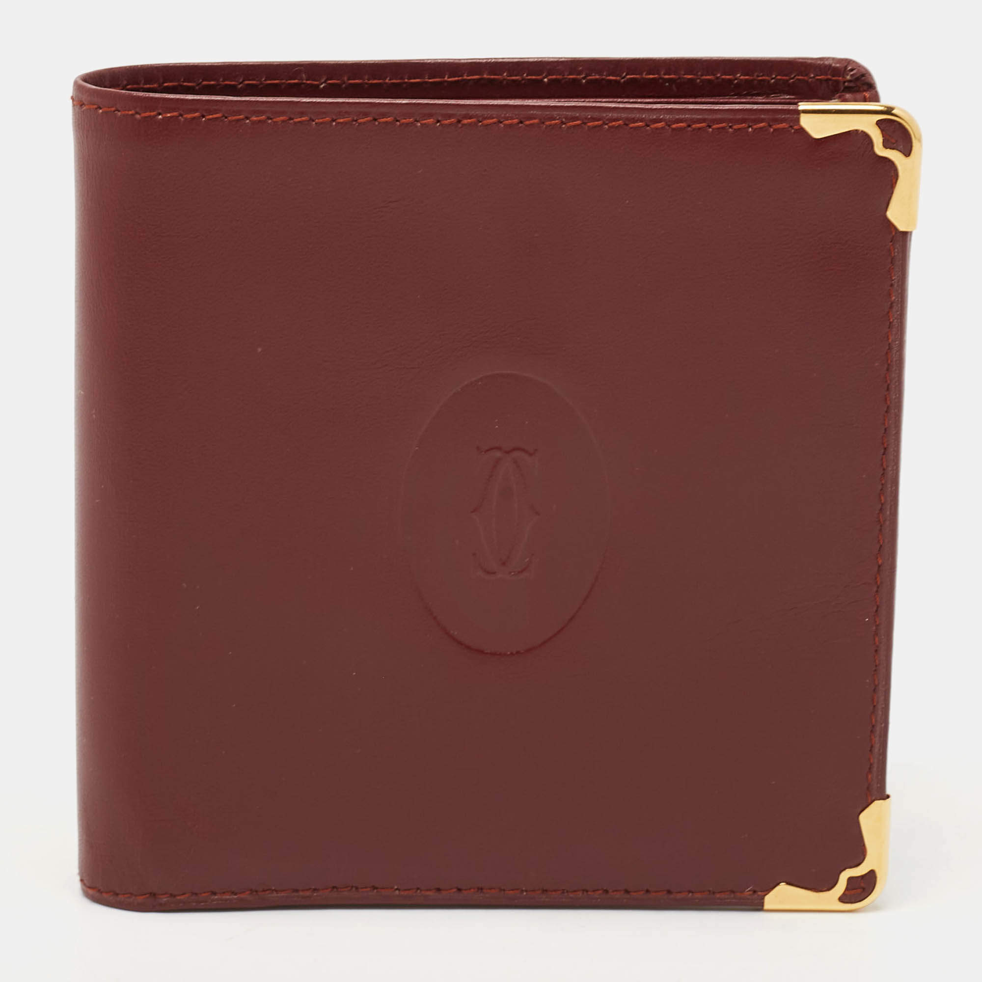 Cartier Burgundy Leather Must de Cartier Bifold Wallet 