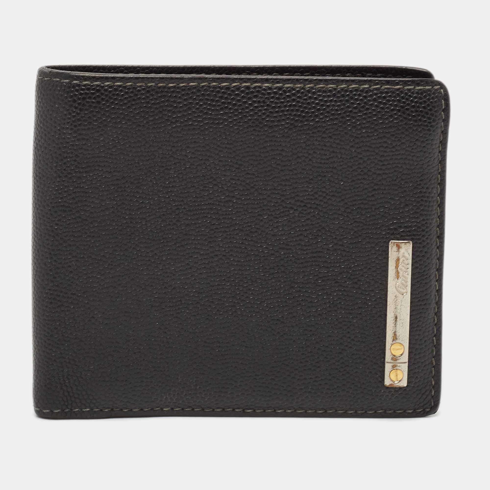 Cartier Black Leather Santos De Cartier Bifold Wallet