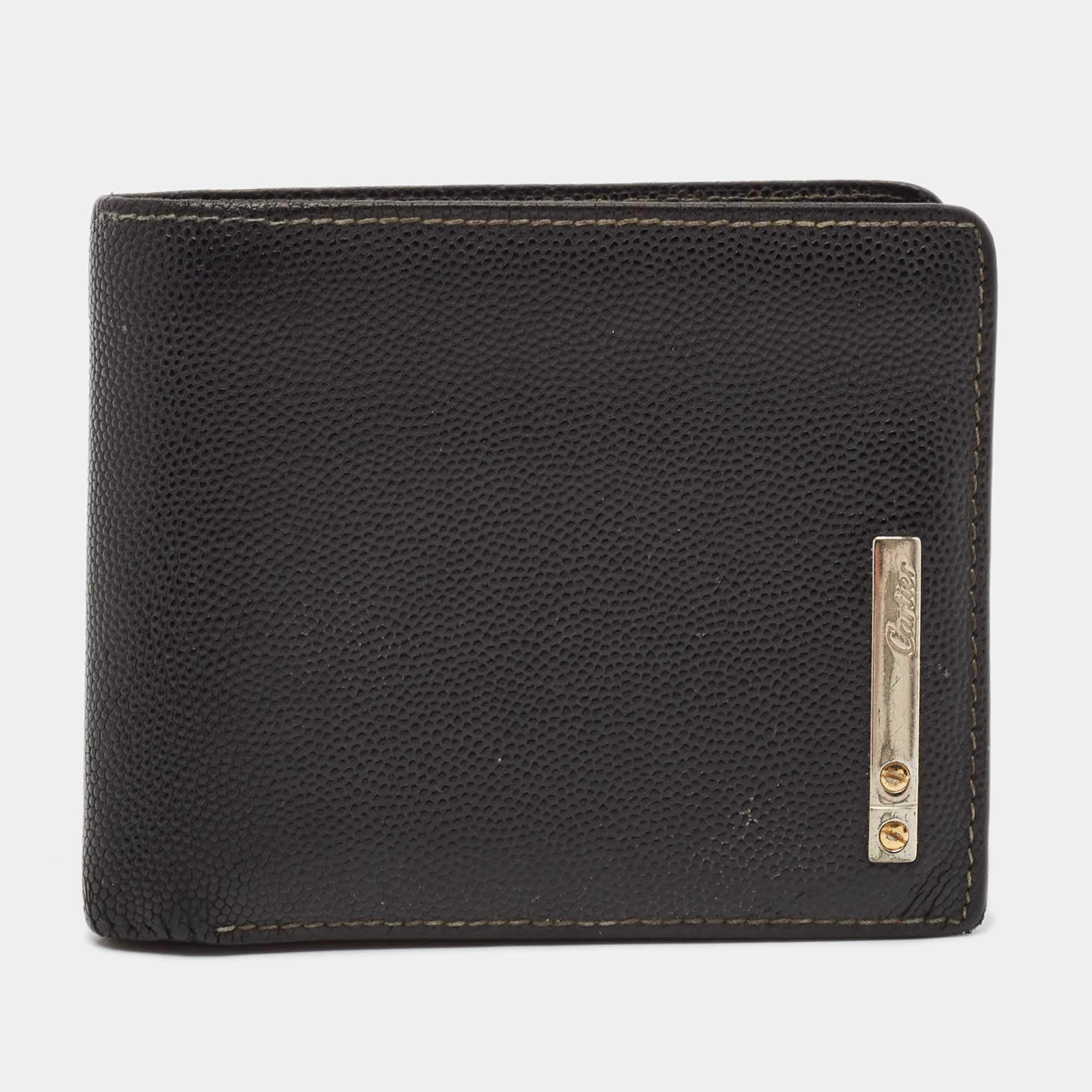 Cartier Black Leather Santos de Cartier Bifold Wallet