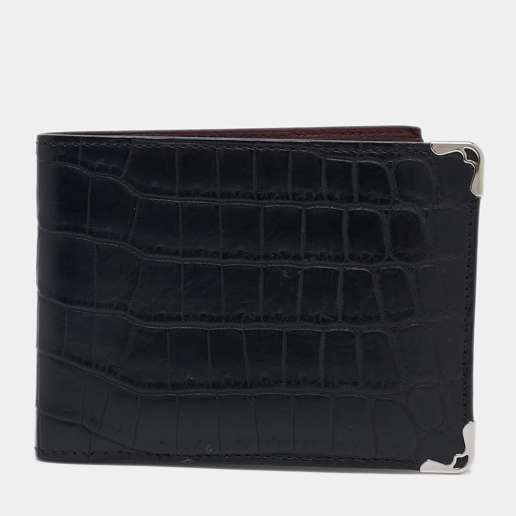 Cartier Black Alligator Leather Must de Cartier Bifold Wallet