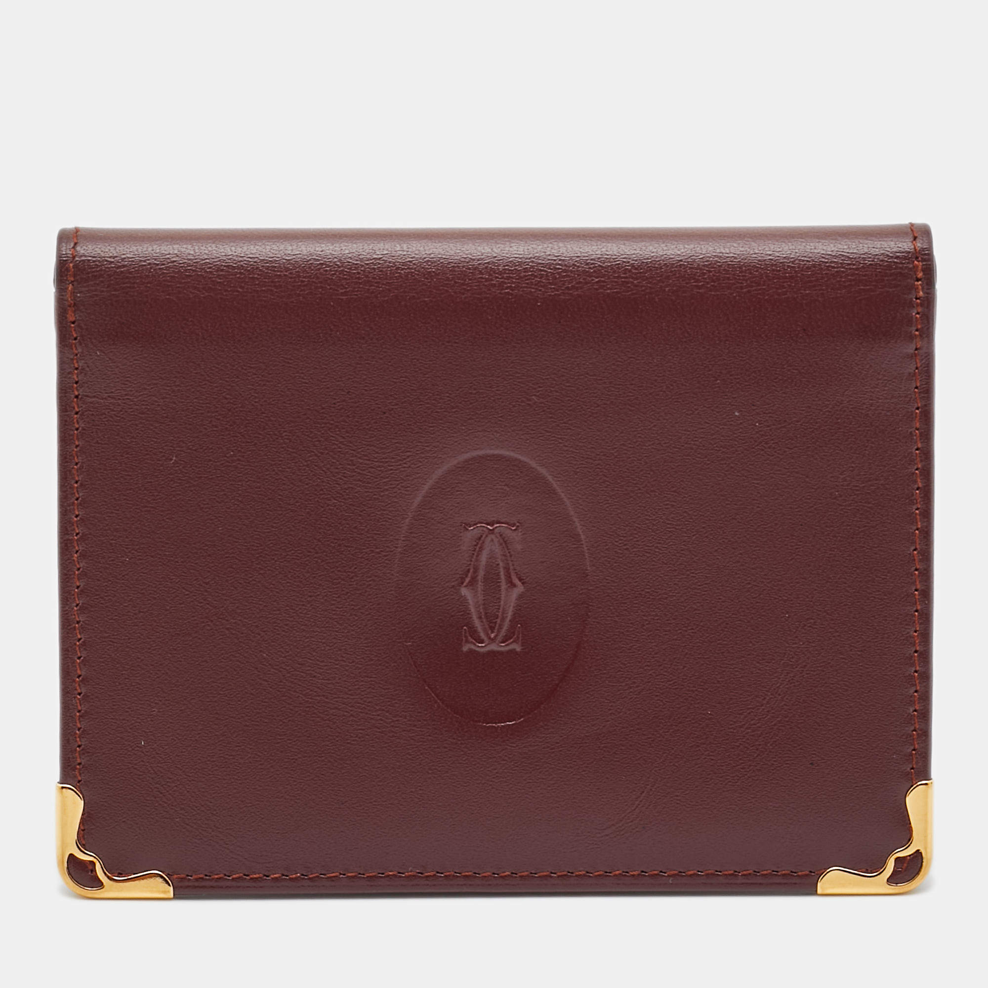 Pre Owned Cartier Burgundy Leather Must de Cartier ID Card Holder
