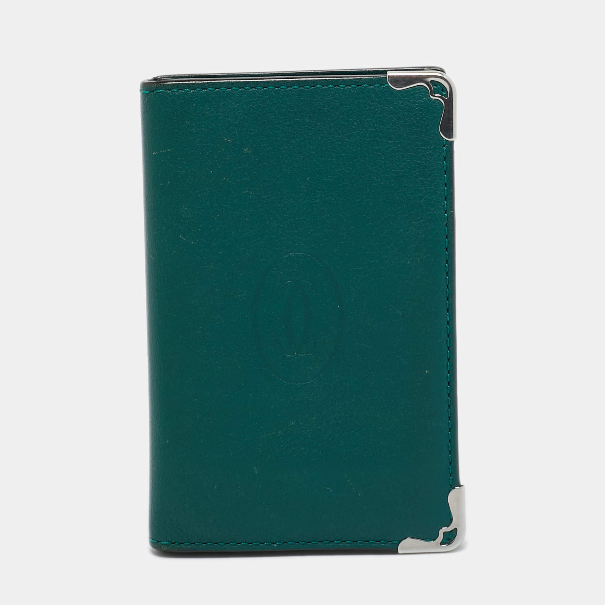 Pre Owned Cartier Green Leather Le Must De Cartier Card Holder