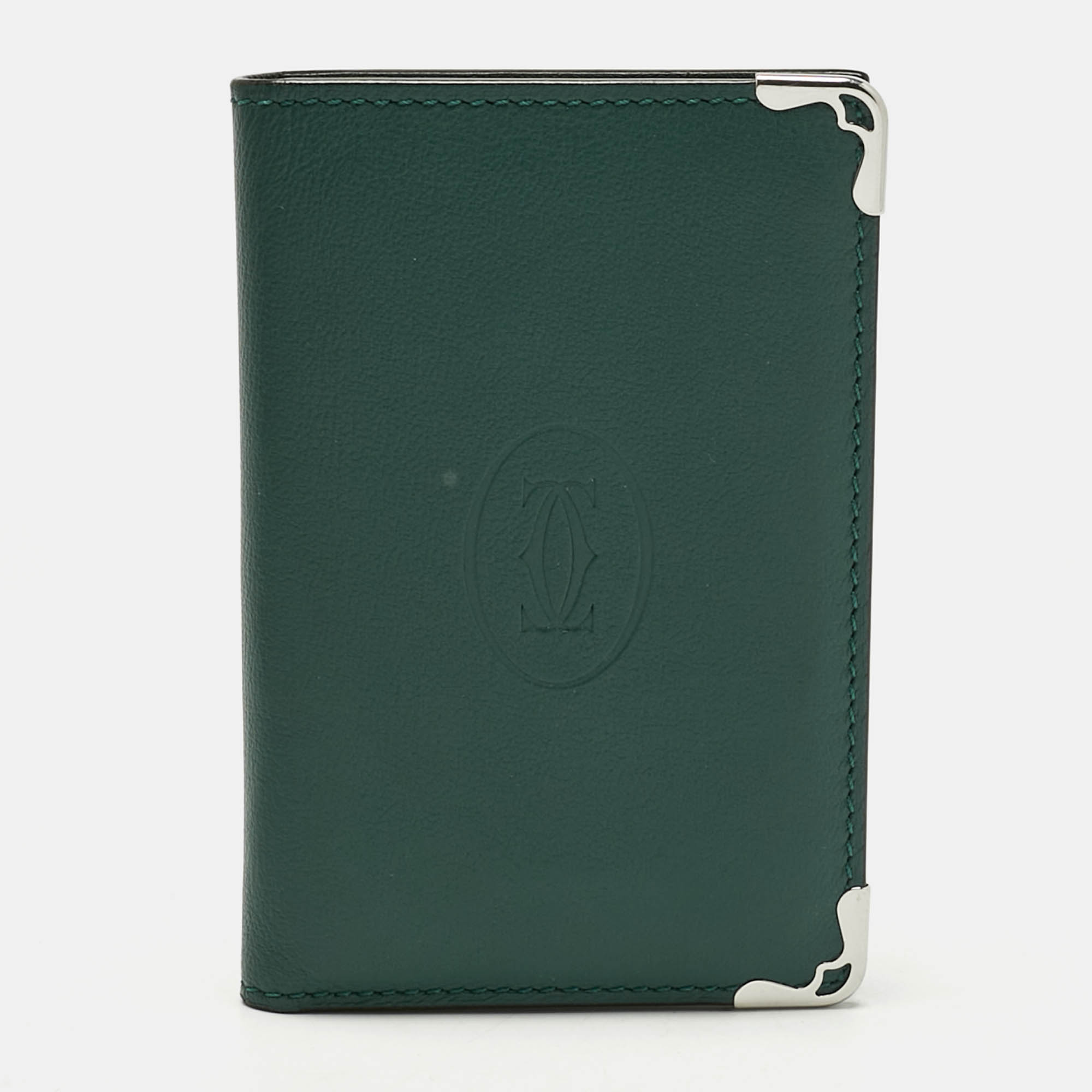 مملوكة مسبقًا حامل بطاقات كارتييه "ماست دو كارتييه" جلد أخضر