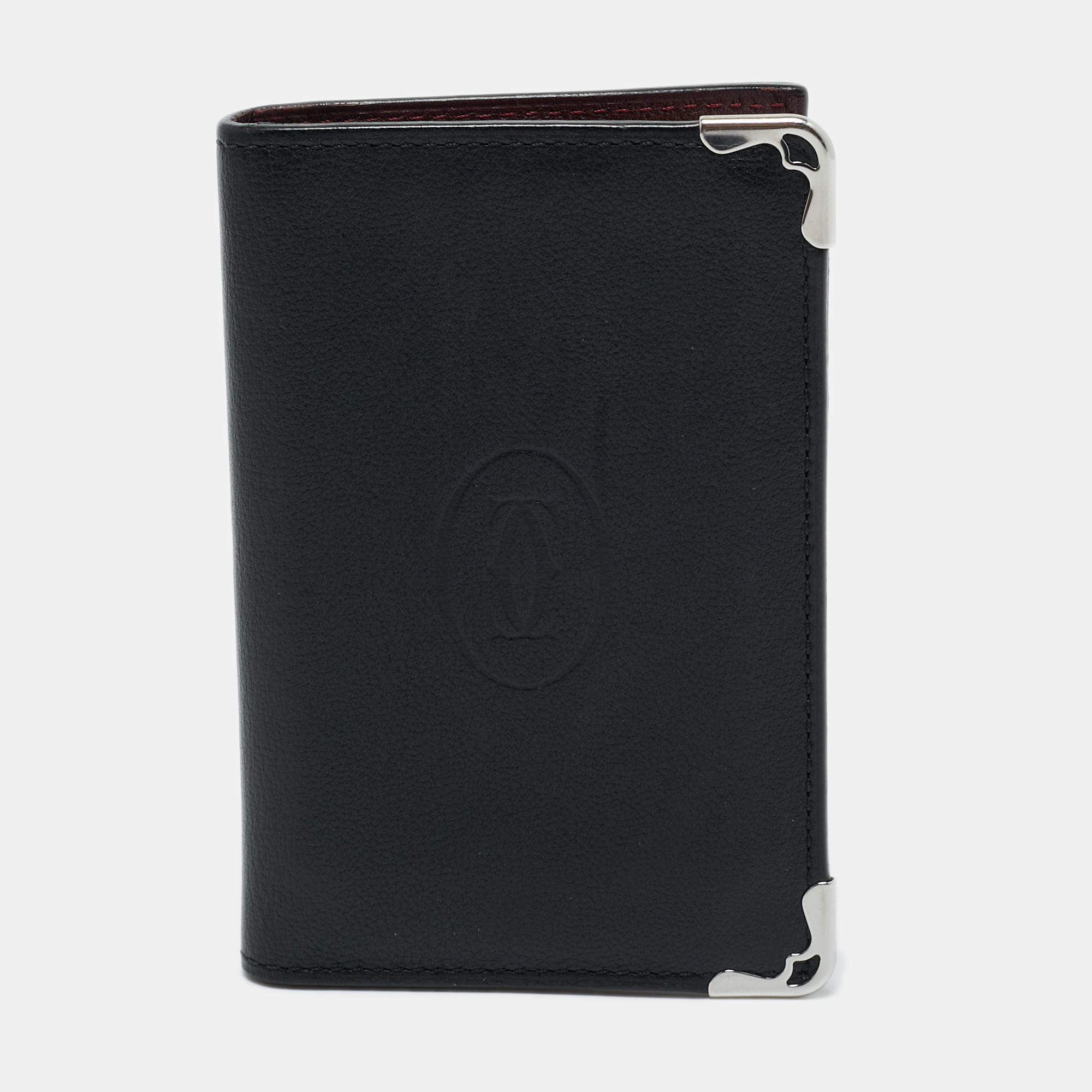 Pre Owned Cartier Black Leather Must de Cartier Card Holder