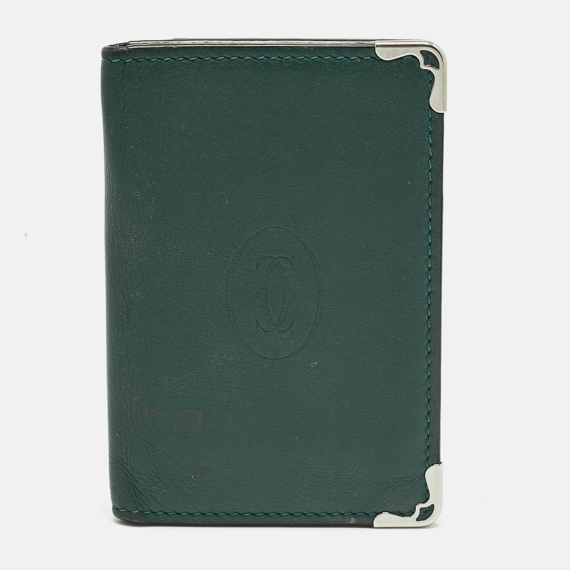 Pre Owned Cartier Green Leather Must de Cartier Card Holder