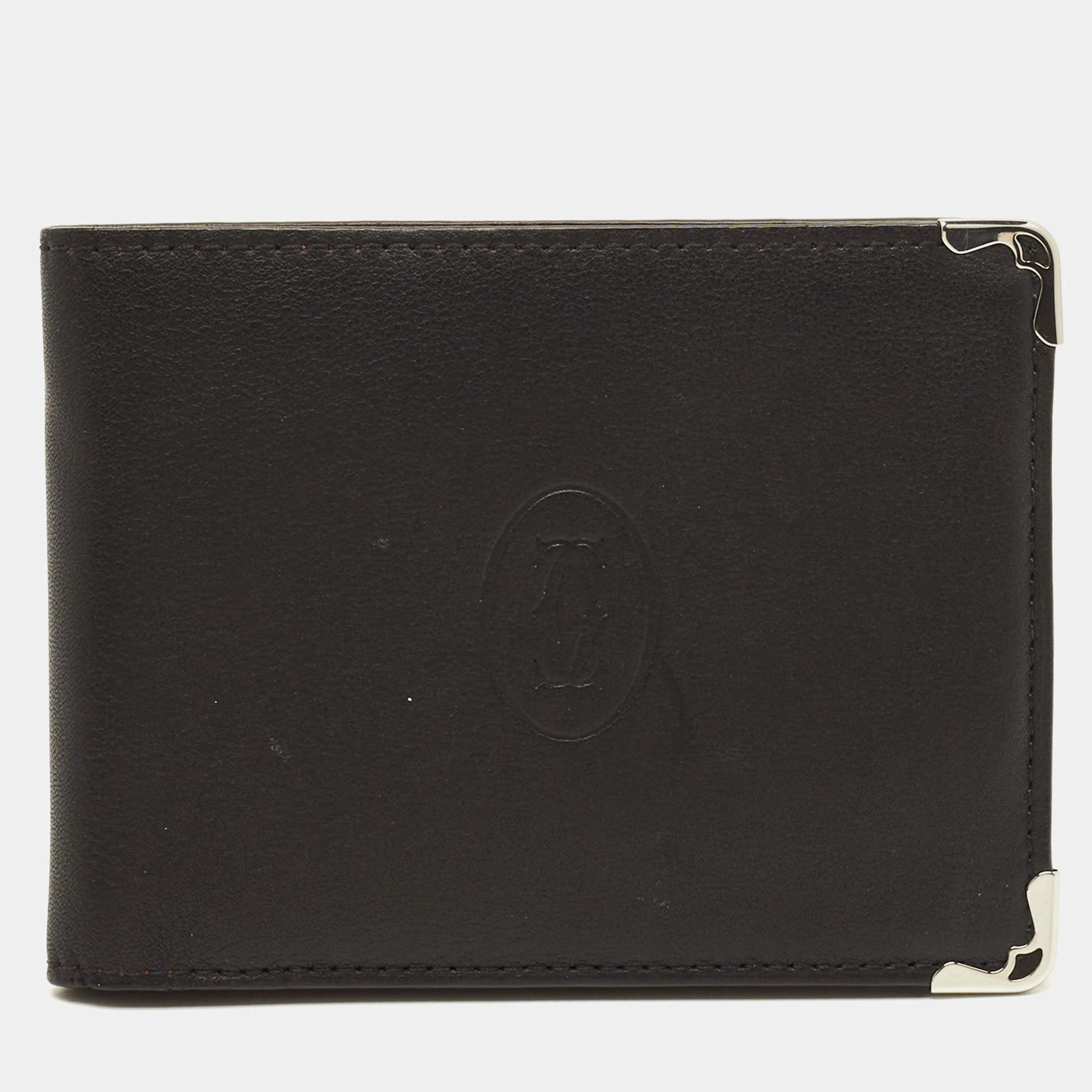 Pre Owned Cartier Must de Cartier Black Leather Bifold Wallet