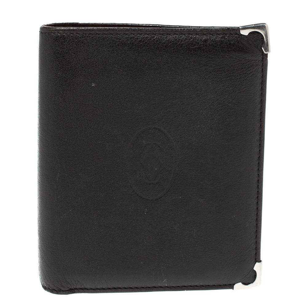 Pre Owned Cartier Black Leather Marcello de Cartier Bifold Wallet