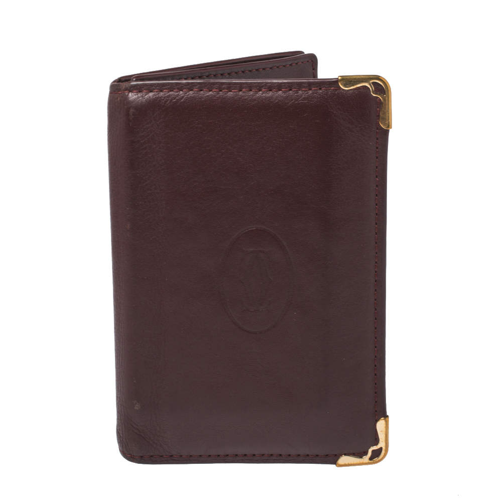 مملوكة مسبقًا Cartier Burgundy Leather Must De Cartier Card Holder