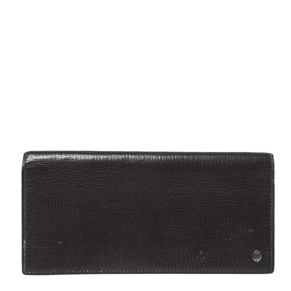 Pre Owned Cartier Olive Green Leather Pasha de Cartier Bifold Wallet