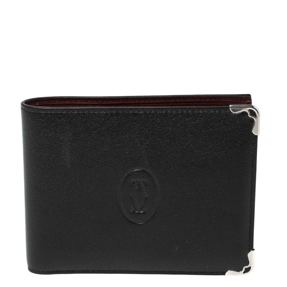 Cartier Black Leather Must De Cartier 6CC Bifold Wallet