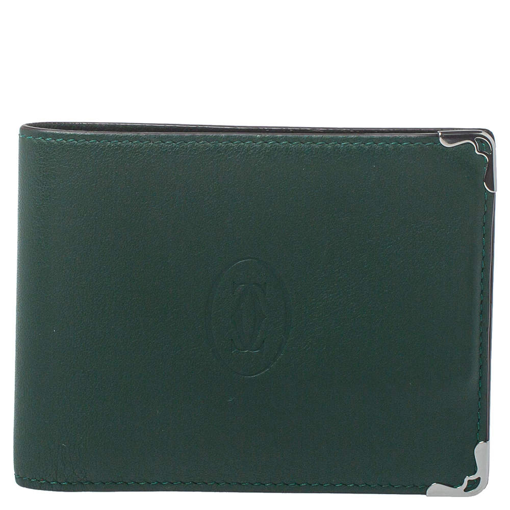 Pre Owned محفظة كارتييه ماست دو كارتييه جلد أخضر ثنائية الطي