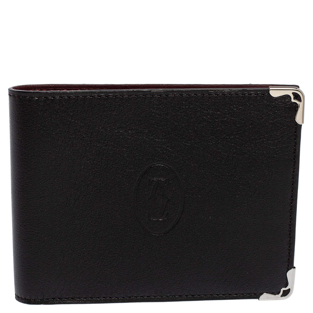 Cartier Black Leather Must De Cartier 6CC Bifold Wallet