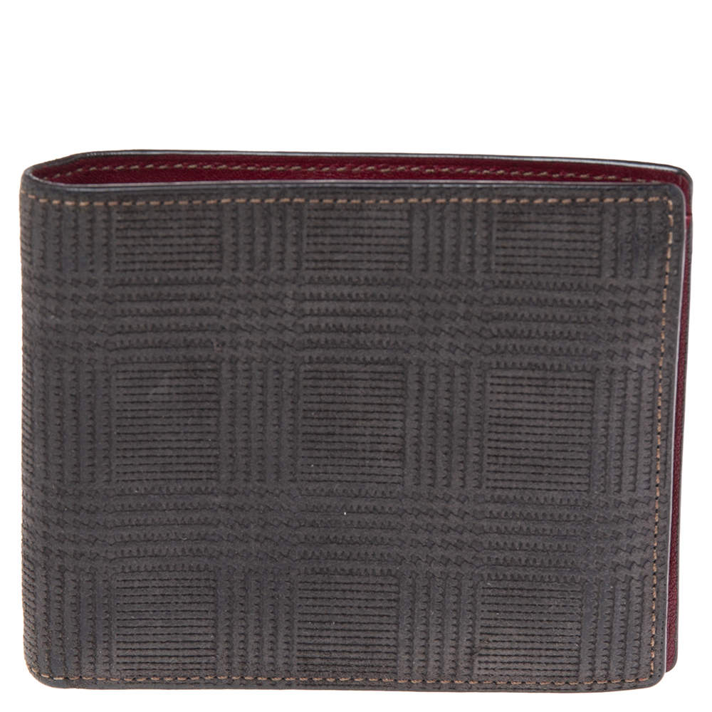 Pre Owned محفظة كارتييه بانك نوت 6CC سويدي رصاصي داكن