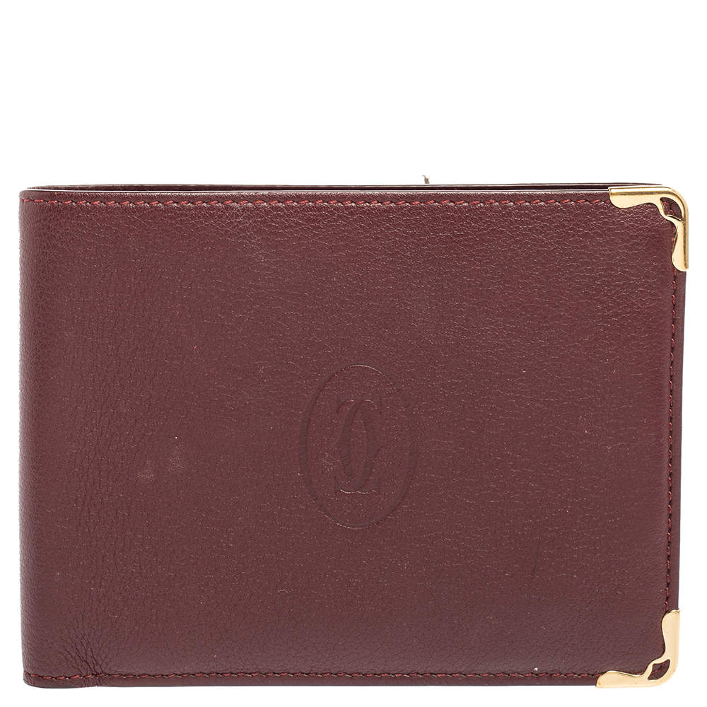 Pre Owned محفظة كارتييه "ماست دو كارتييه 6 سي سي" ثنائية الطية جلد أحمر داكن