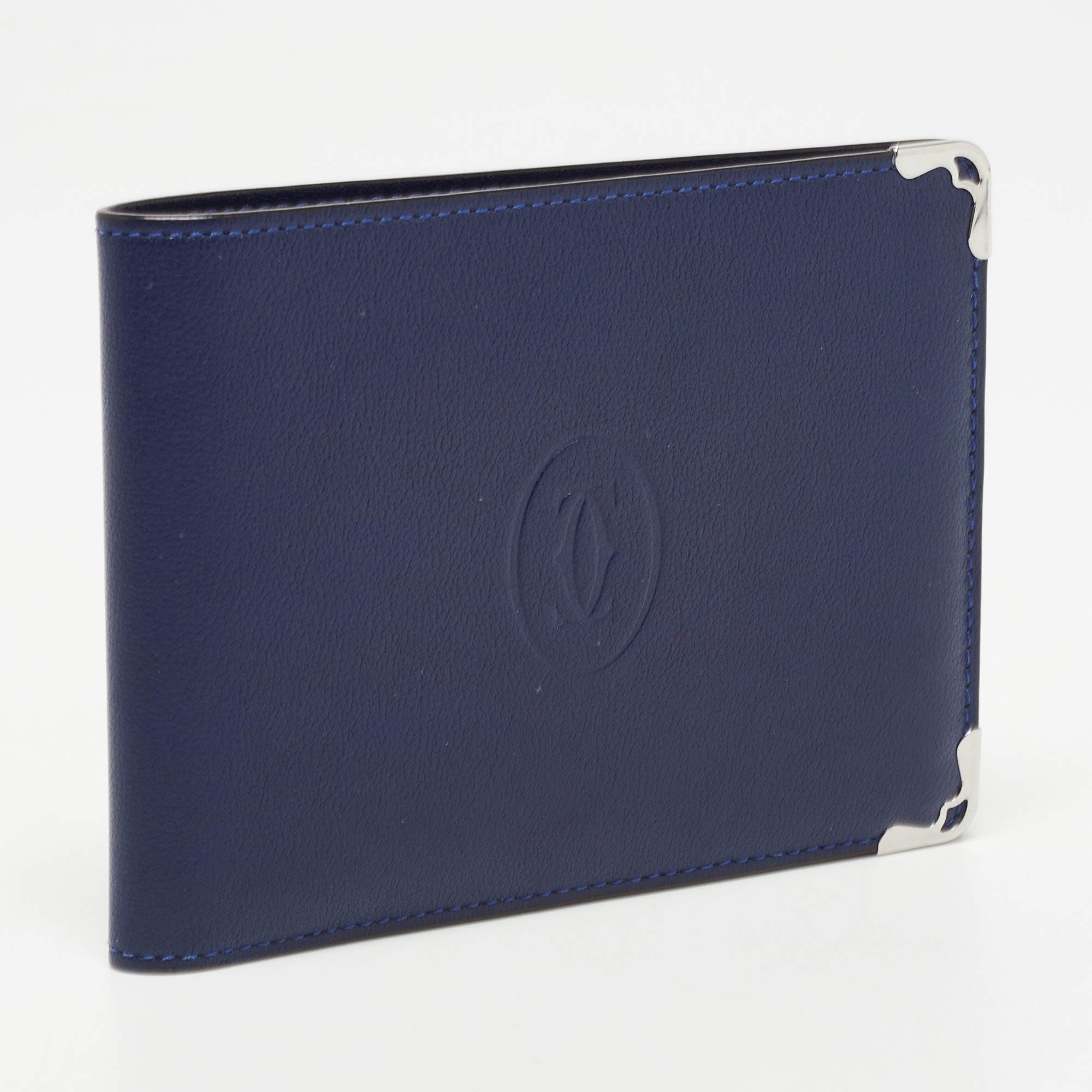 Cartier Blue Leather Must De Cartier 6CC Bifold Wallet Cartier TLC