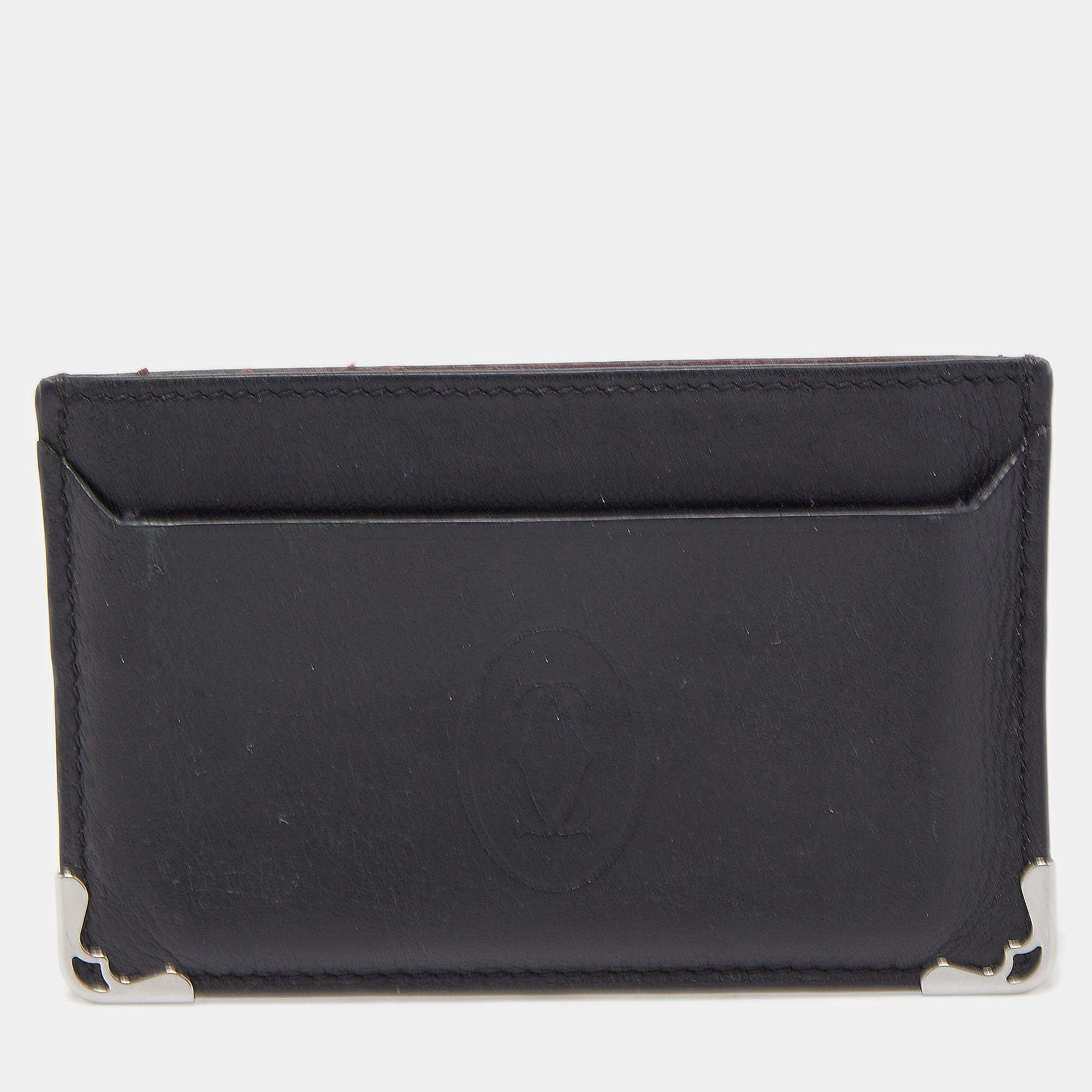 Cartier Black Leather Must de Cartier Simple Card Holder