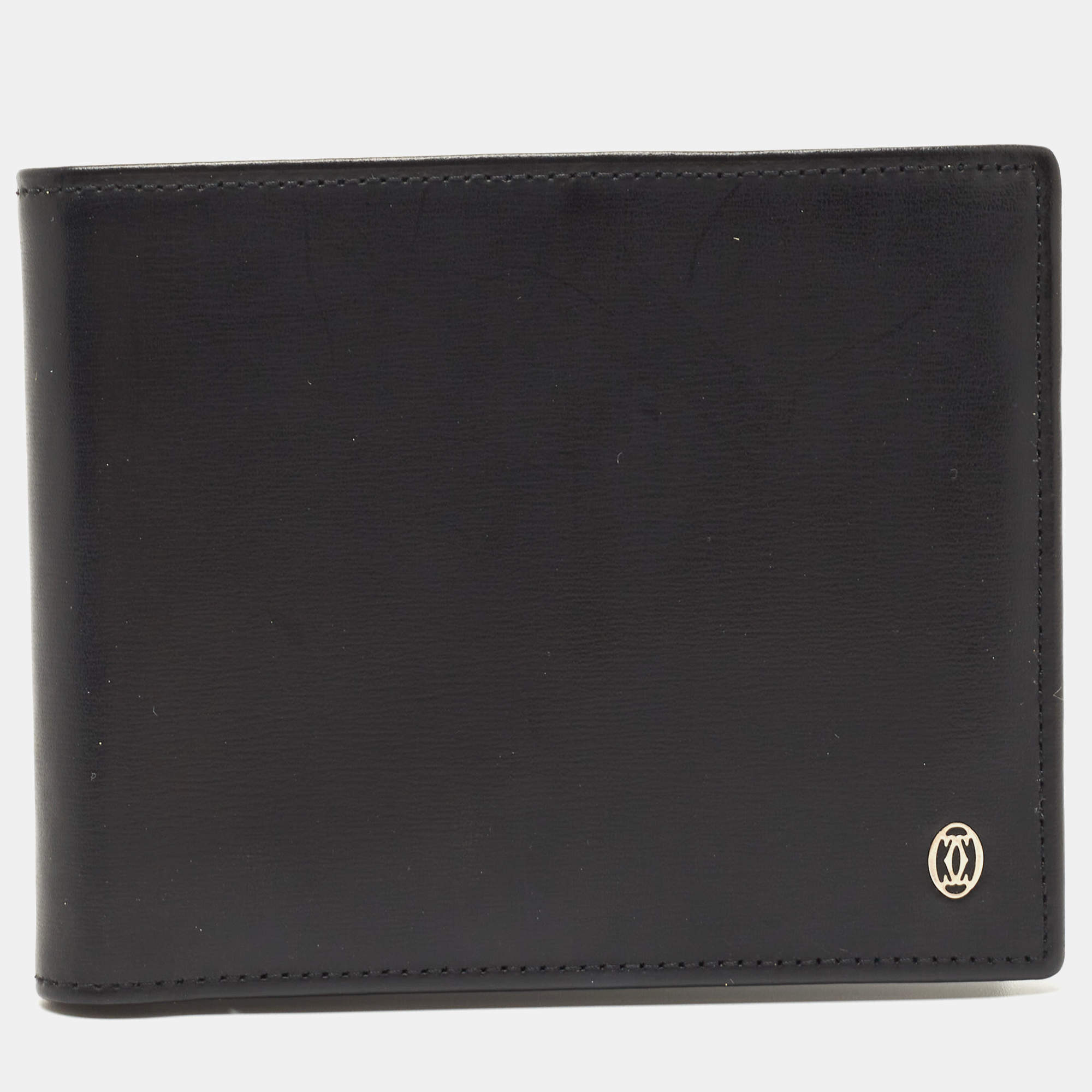 Cartier Black Leather Must De Cartier Bifold Wallet