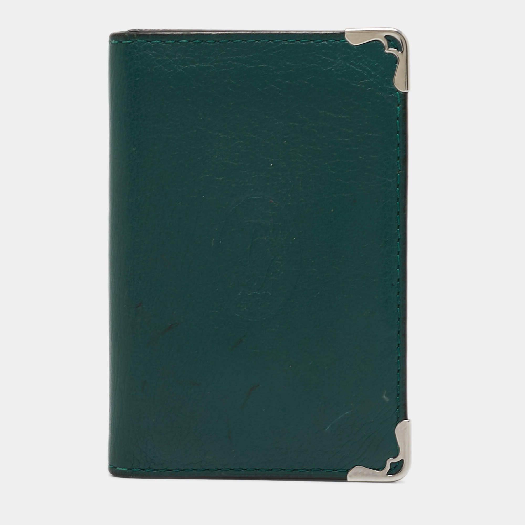 Pre Owned Cartier Green Leather Must de Cartier 6CC Card Holder