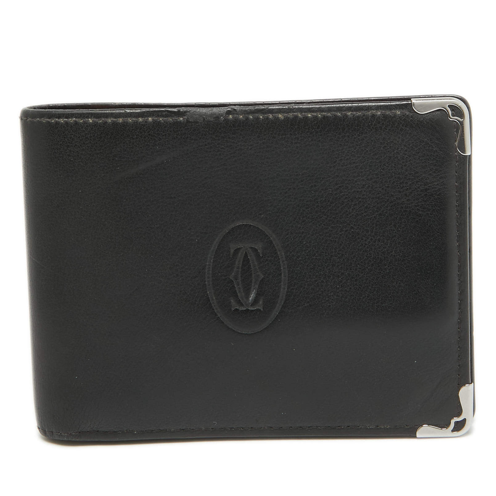 Pre Owned Cartier Black Leather Must de Cartier Wallet