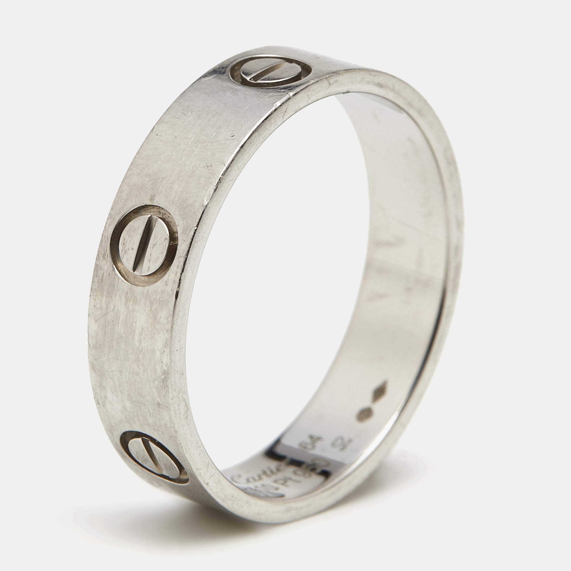 Pre Owned Cartier Love Platinum Classic Band Ring Size 64