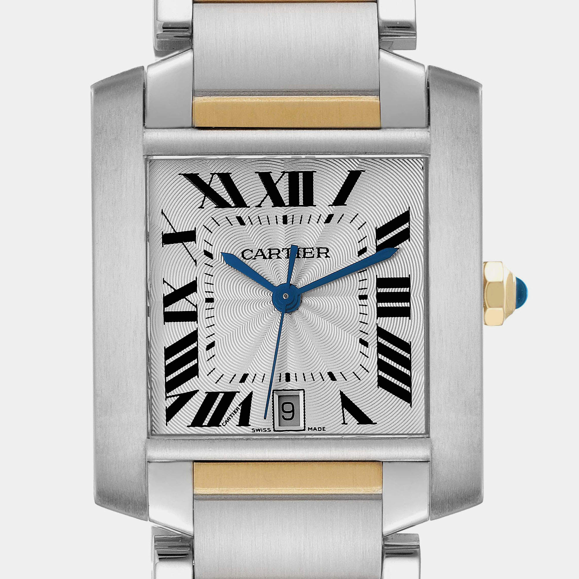 Cartier Tank Francaise Steel Yellow Gold Silver Dial Men's Watch W51005Q4 28.15 x 36.5 mm