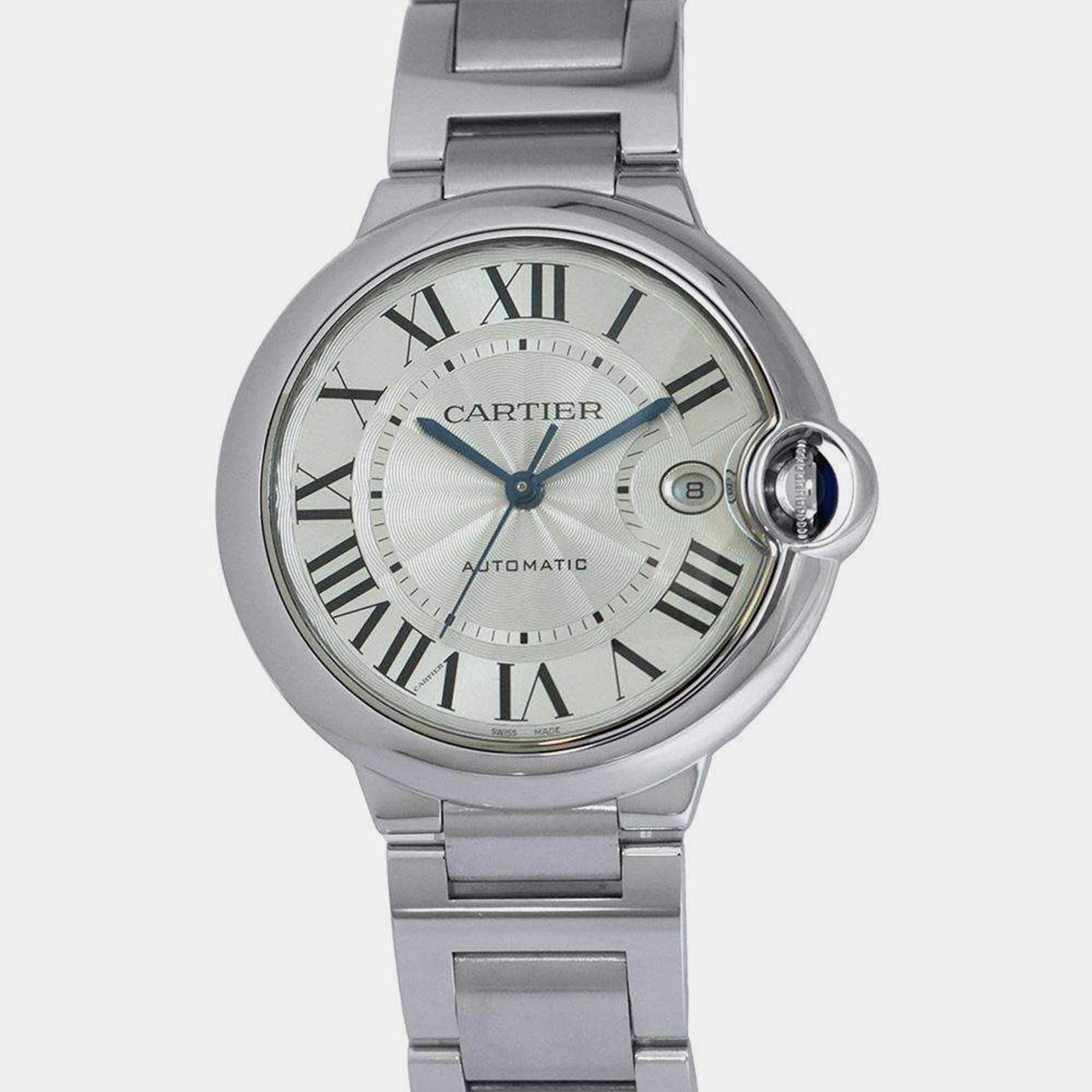 Cartier Stainless Steel Silver Dial  Ballon Blue de Cartier Watch Wristwatch 40mm