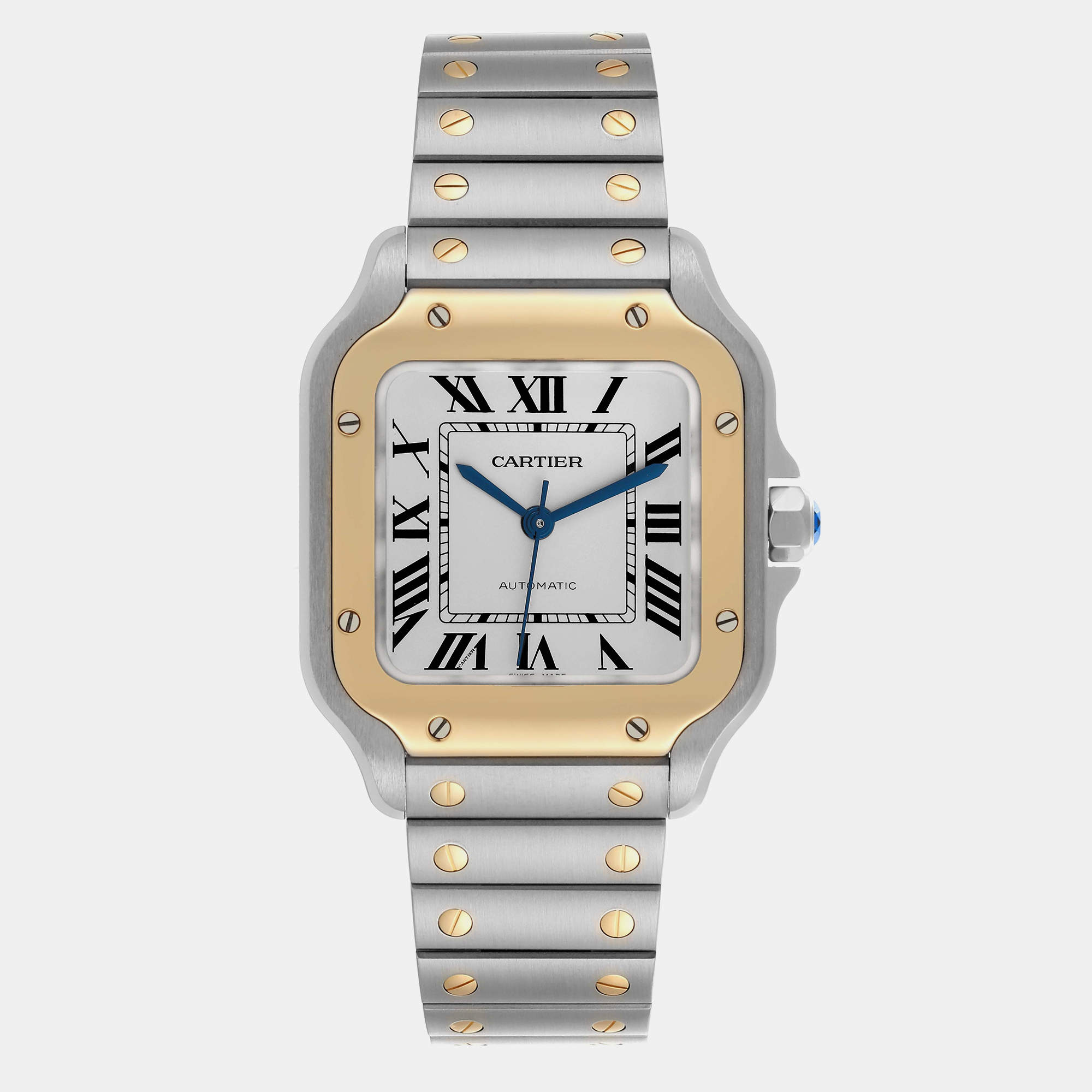 Cartier Santos Medium Steel Yellow Gold Mens Watch W2SA0016 35.1 mm x 41.9 mm  