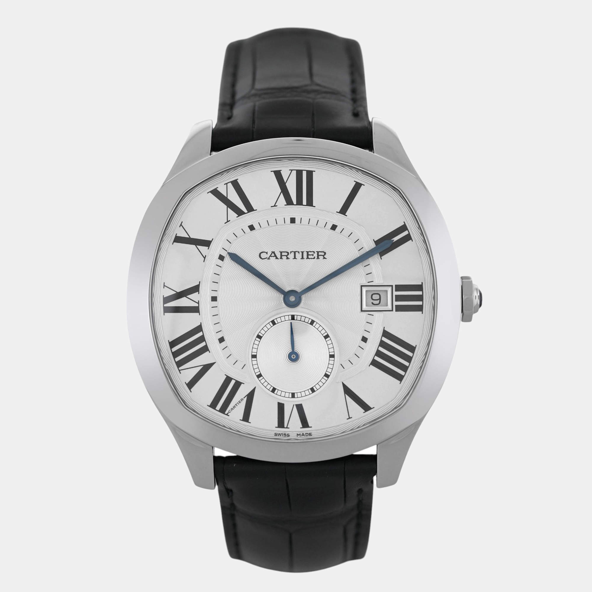 Cartier Silver Stainless Steel Drive de Cartier WSNM0004 Men's Wristwatch 40 mm