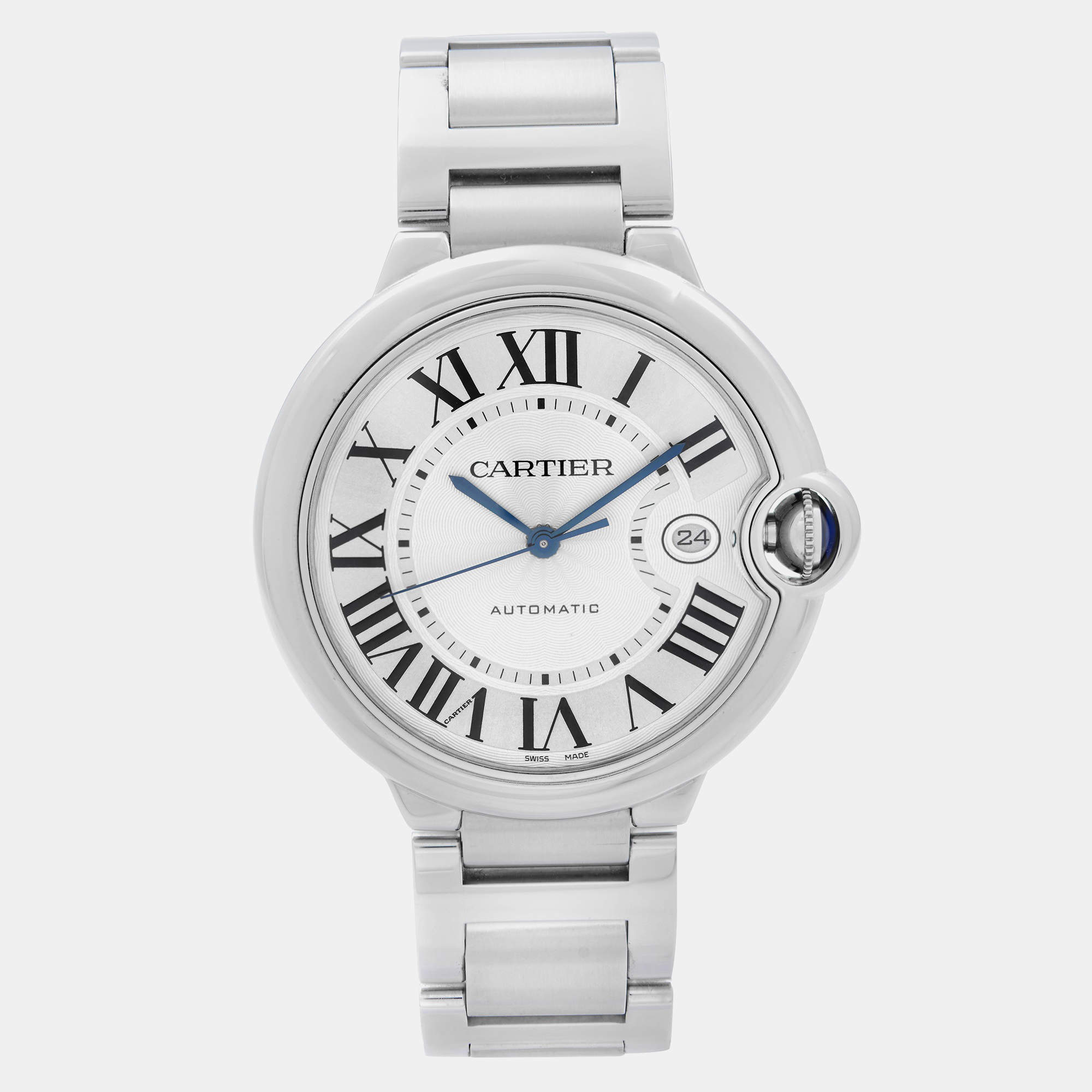 Cartier Silver Stainless Steel Ballon Bleu W69012Z4 Automatic Men's Wristwatch 42 mm