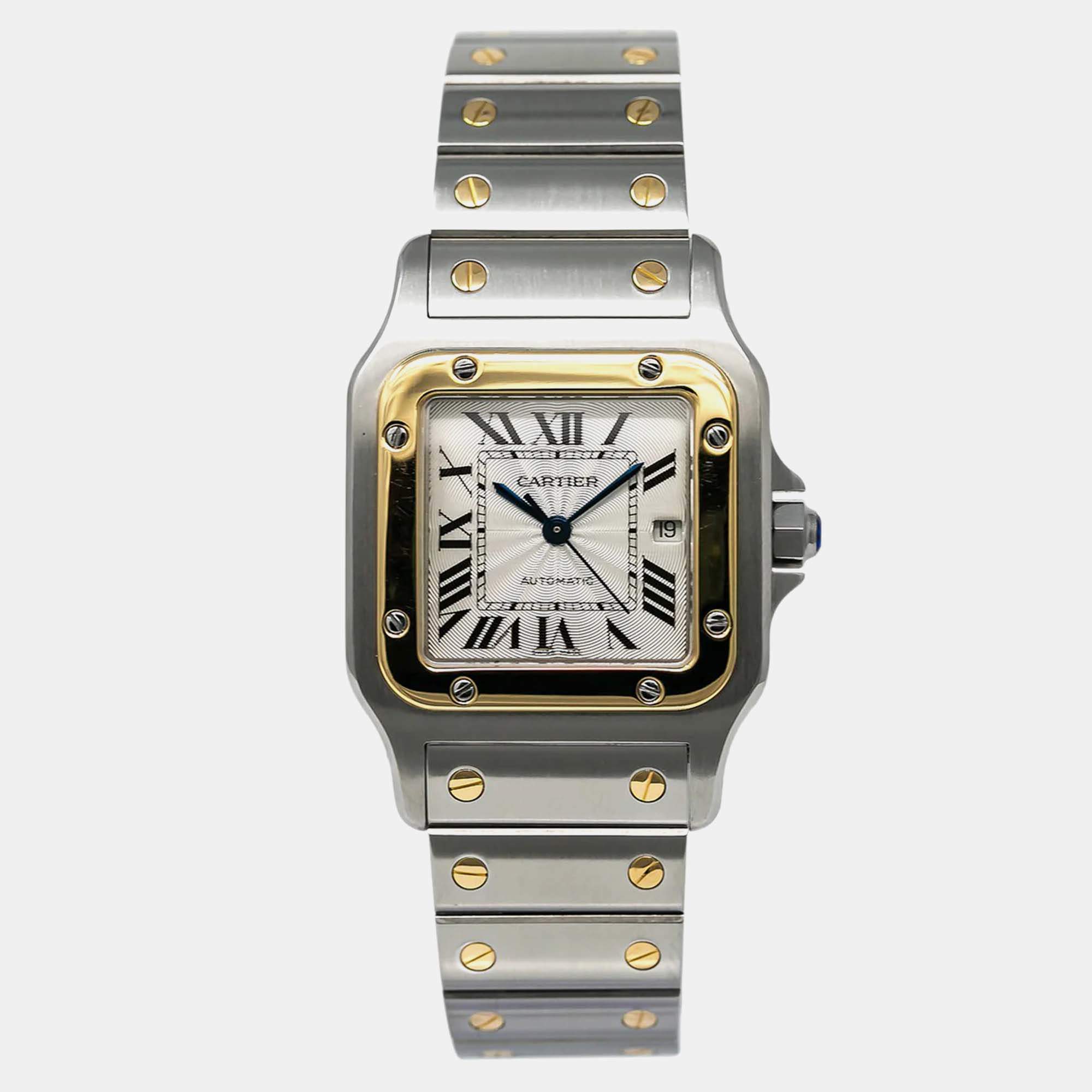 Cartier Santos Galbee W20058C4 Automatic Silver 18K Yellow Gold Stainless Steel Men's Wristwatch 29mm