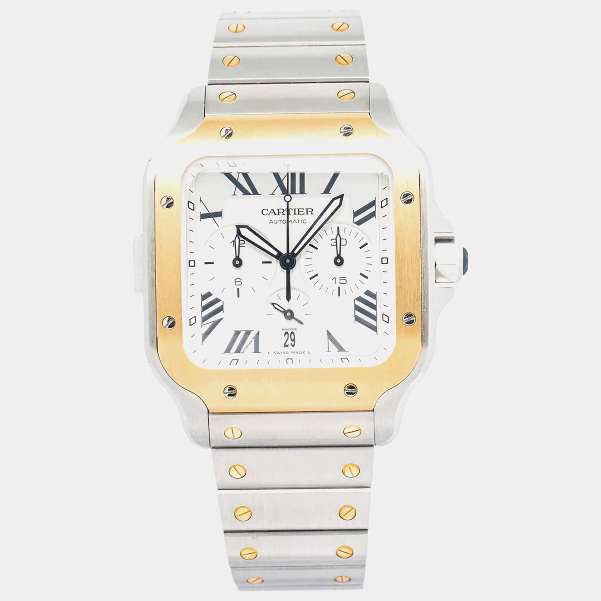 Cartier Santos W2SA0008 Automatic White 18K Yellow Gold Stainless Steel 45 mm