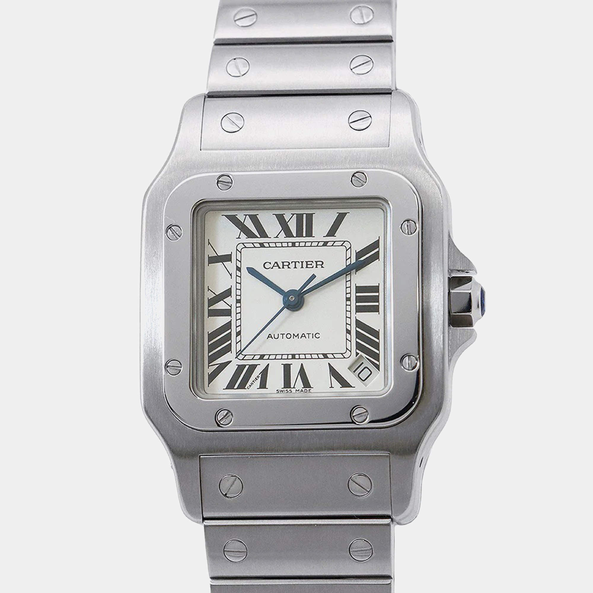 Pre Owned Cartier Santos Galbee W20098D6 Automatic Silver Stainless Steel Men's Wristwatch 32 mm