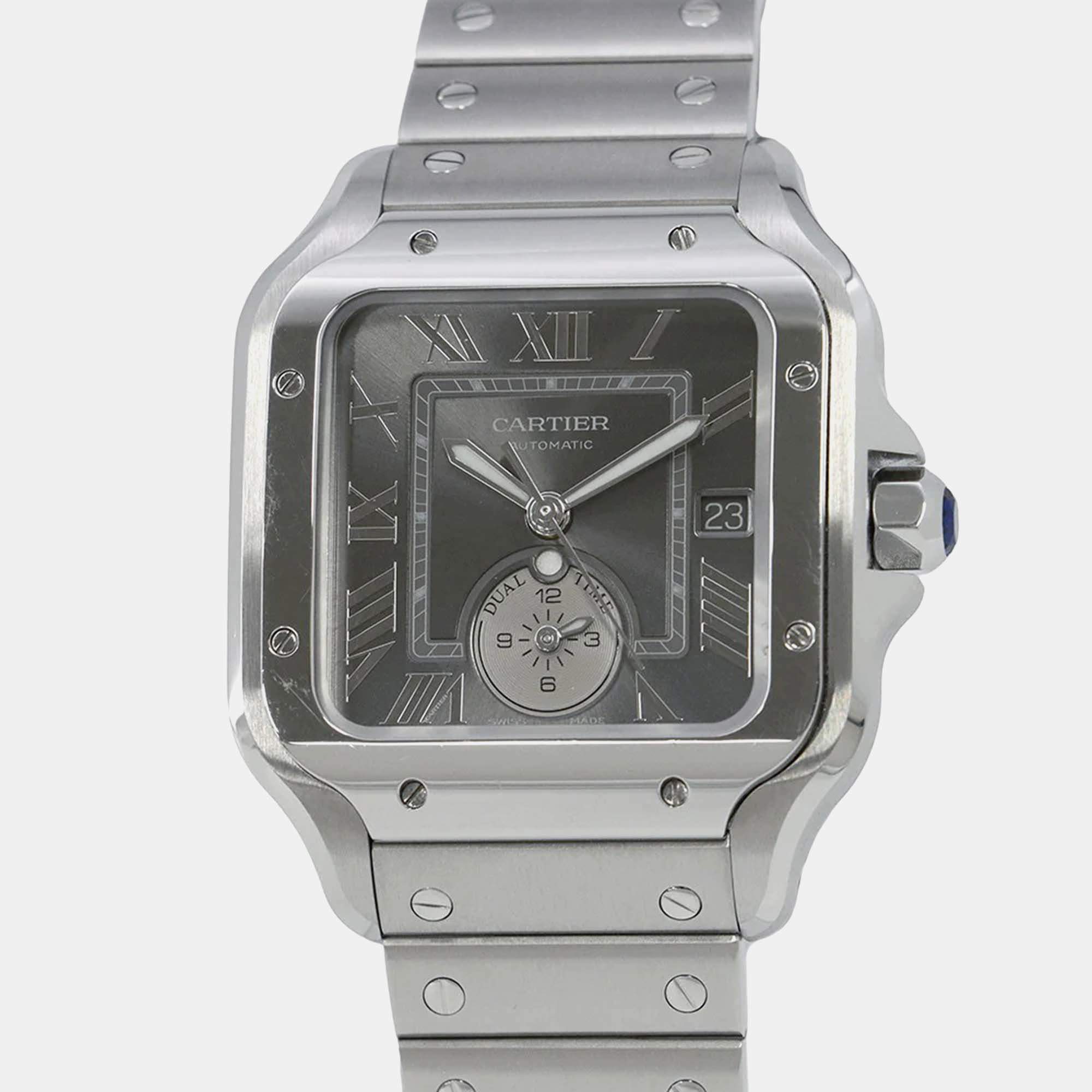 Pre Owned Cartier Santos WSSA0076 Automatic Grey Stainless Steel Men's Wristwatch 40.2 mm