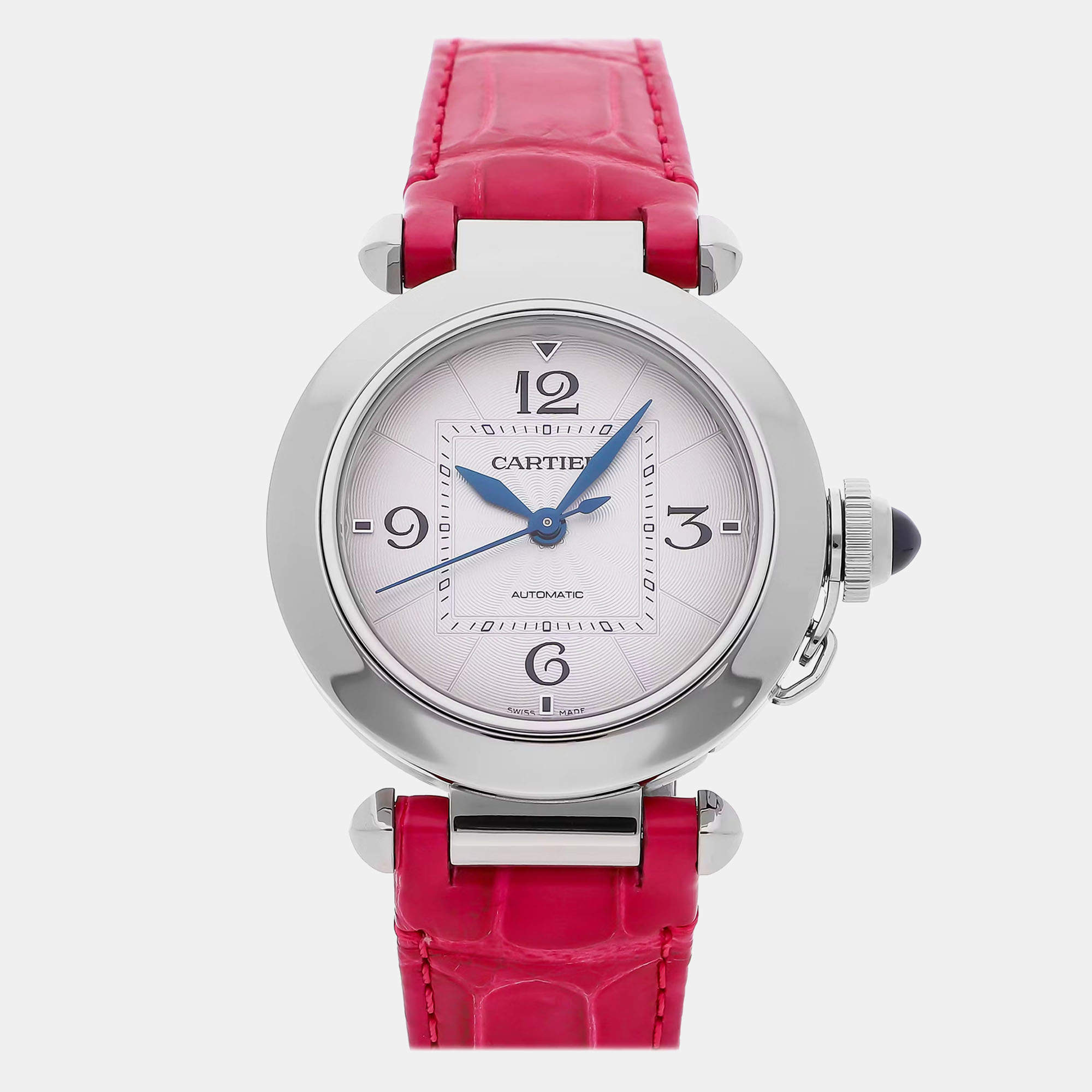 Pre Owned Pre-Owned Cartier Pasha WSPA0012 Automatic Silver Stainless Steel Wristwatch 35 mm