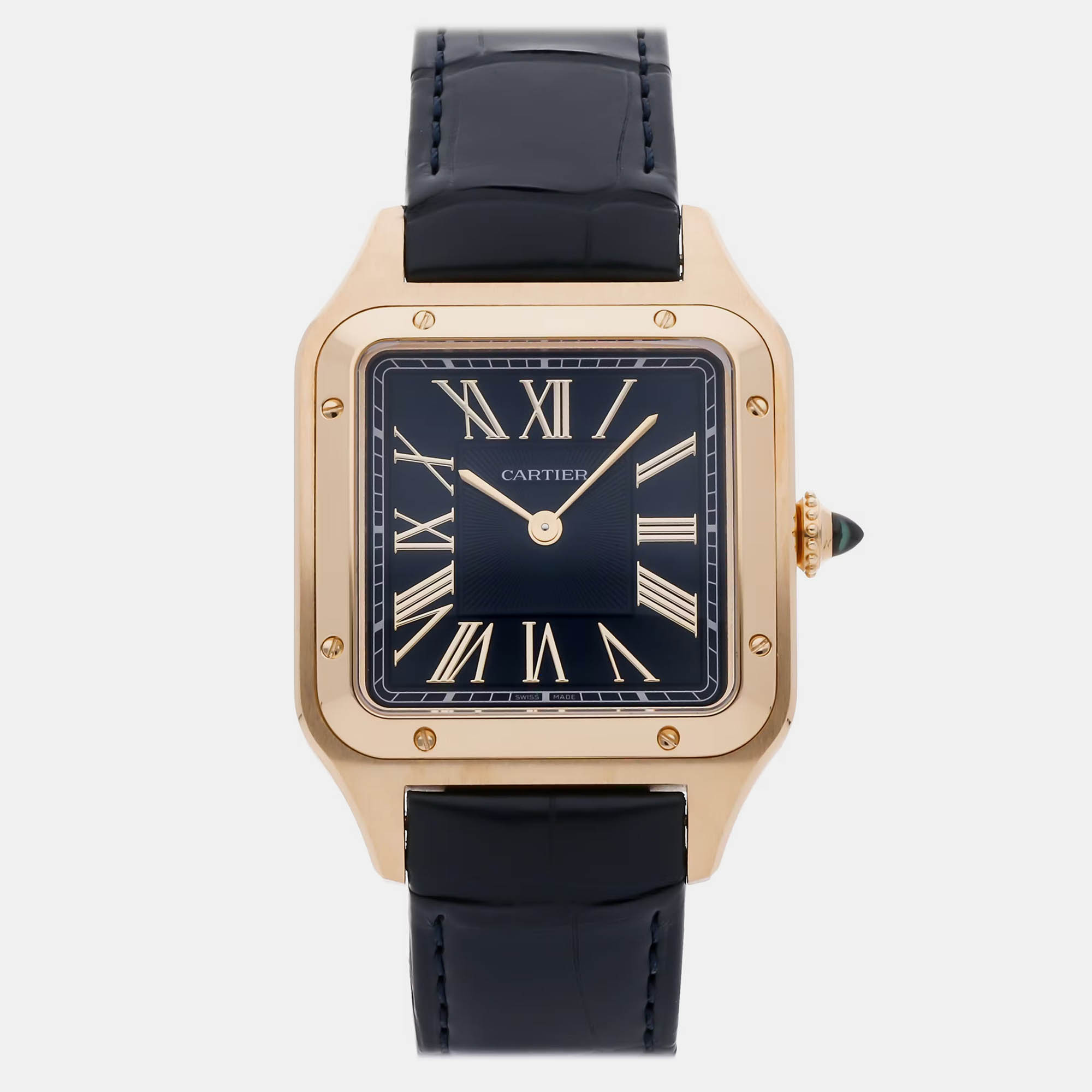 Pre Owned Cartier Santos Dumont WGSA0115 Quartz Blue 18k Yellow Gold Women’s Wristwatch 31 mm