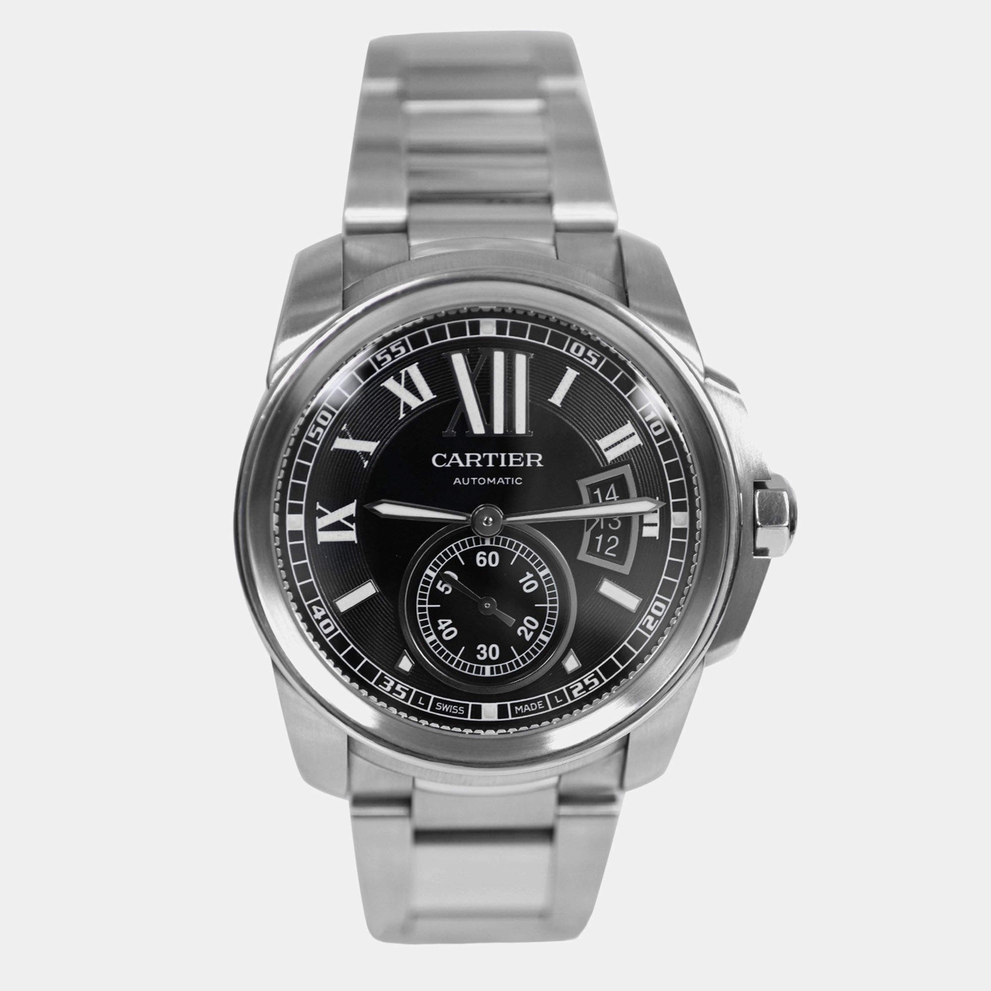 Pre Owned Cartier Calibre de Cartier W7100016 Automatic Black Stainless Steel Men's Wristwatch 42 mm