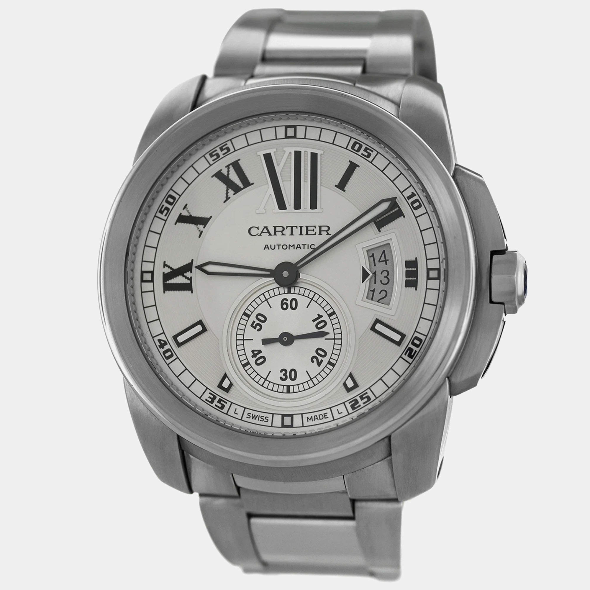 Pre Owned Cartier Calibre de Cartier W7100015 Automatic Silver Stainless Steel Men's Wristwatch 42 mm