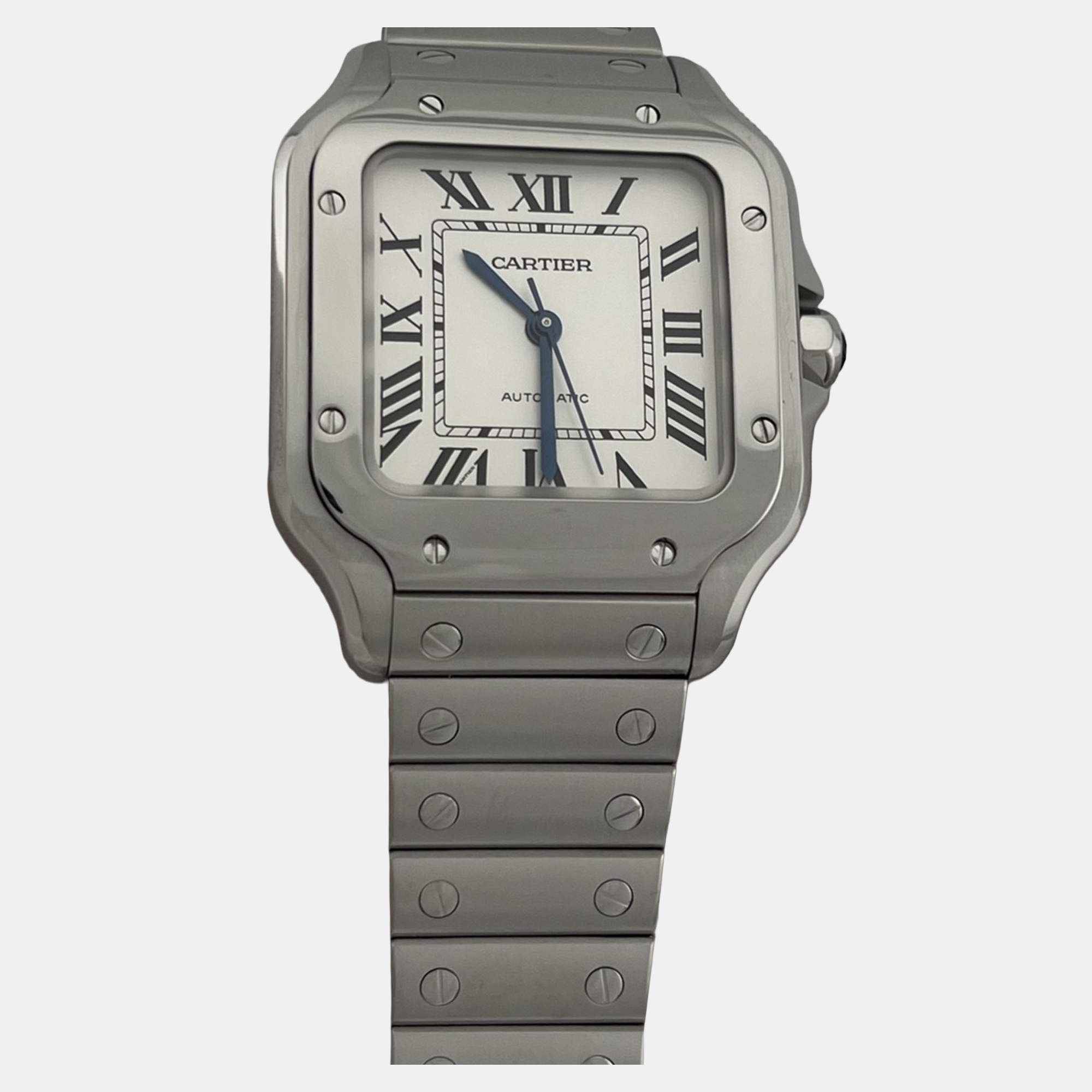 Pre Owned Cartier Santos WSSA0029 Automatic Stainless Steel Men's Wristwatch 35 mm