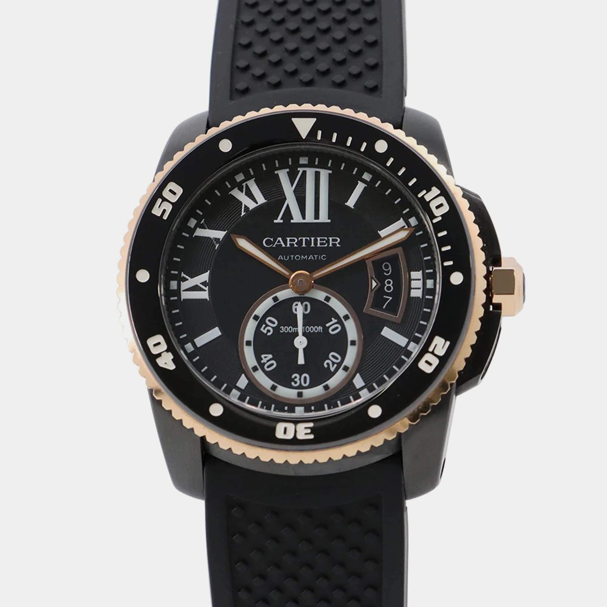 Pre Owned Cartier Calibre de Cartier W2CA0004 Automatic Black Stainless Steel Men's Wristwatch 42 mm