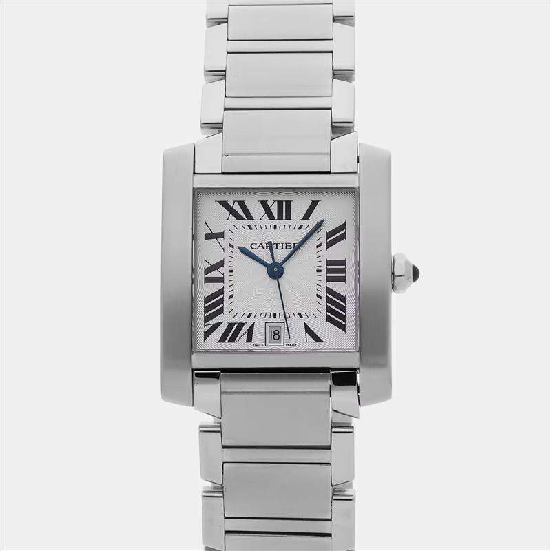 Pre Owned Pre-Owned Cartier Tank Francaise W51002Q3 Silver Stainless Steel Men's wristwatch 28 mm