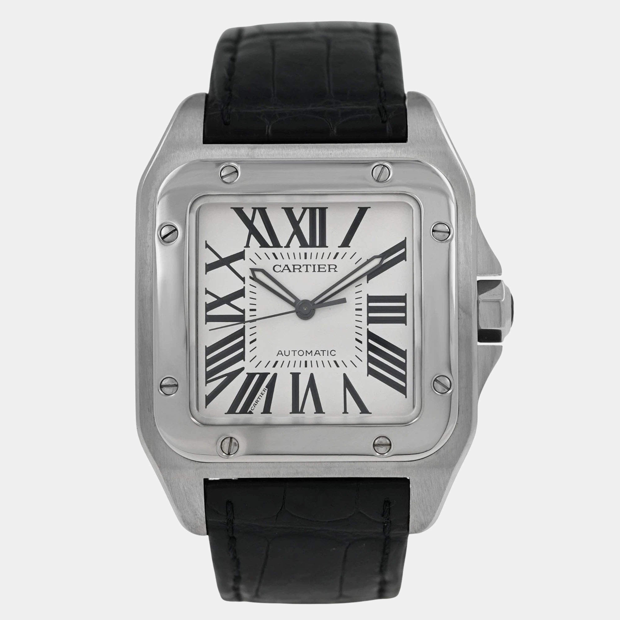 Pre Owned Cartier Santos W20073X8 Automatic White stainless steel Men's Wristwatch 38 mm
